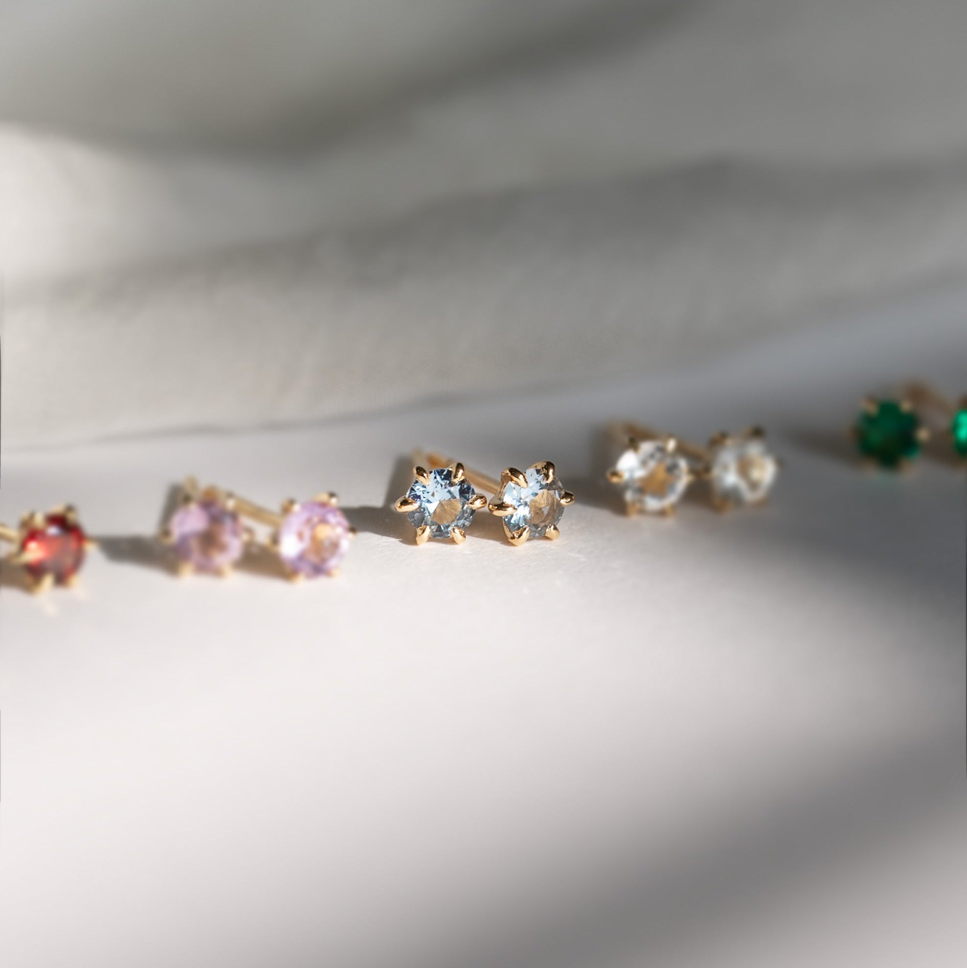 Aquamarine Stud Earrings Dainty Small Minimalist 14k Gold, March Birthstone, Birthday Gifts for girls, second piercing studs