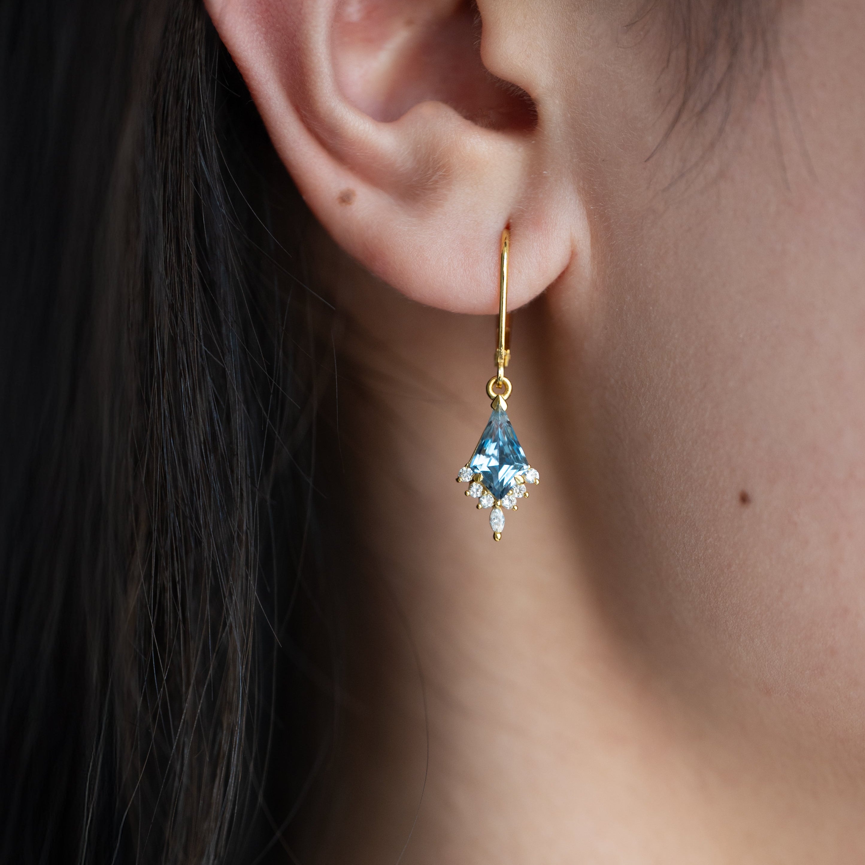 Aquamarine Dangle Bridal Earrings 14k Gold Vermeil, Bridal Jewelry, Drop Earrings, Summer Wedding Jewelry