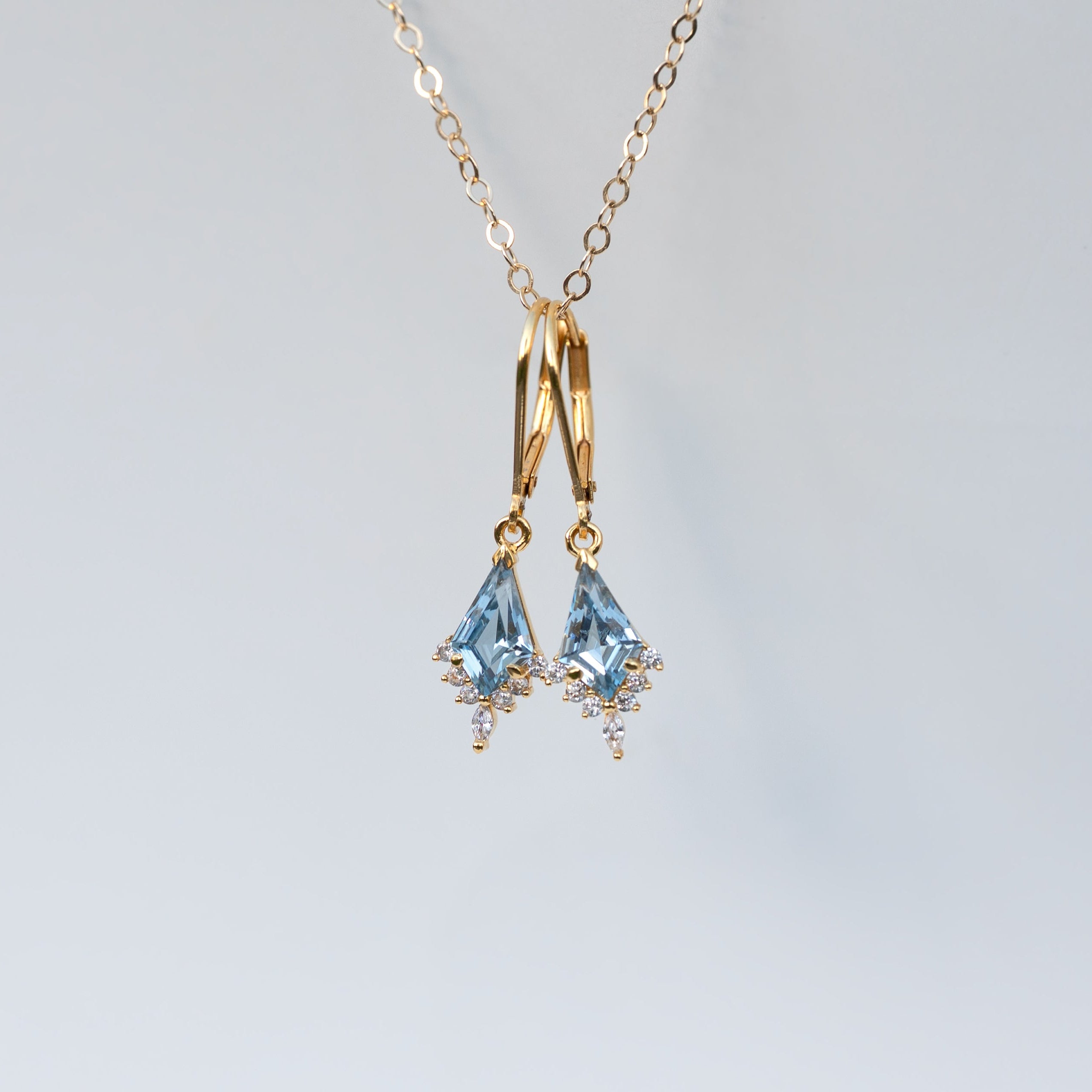 Aquamarine_Dangle_Gold_Earrings_Kite 14k Gold Vermeil, Bridal Earrings, Bridal Jewelry
