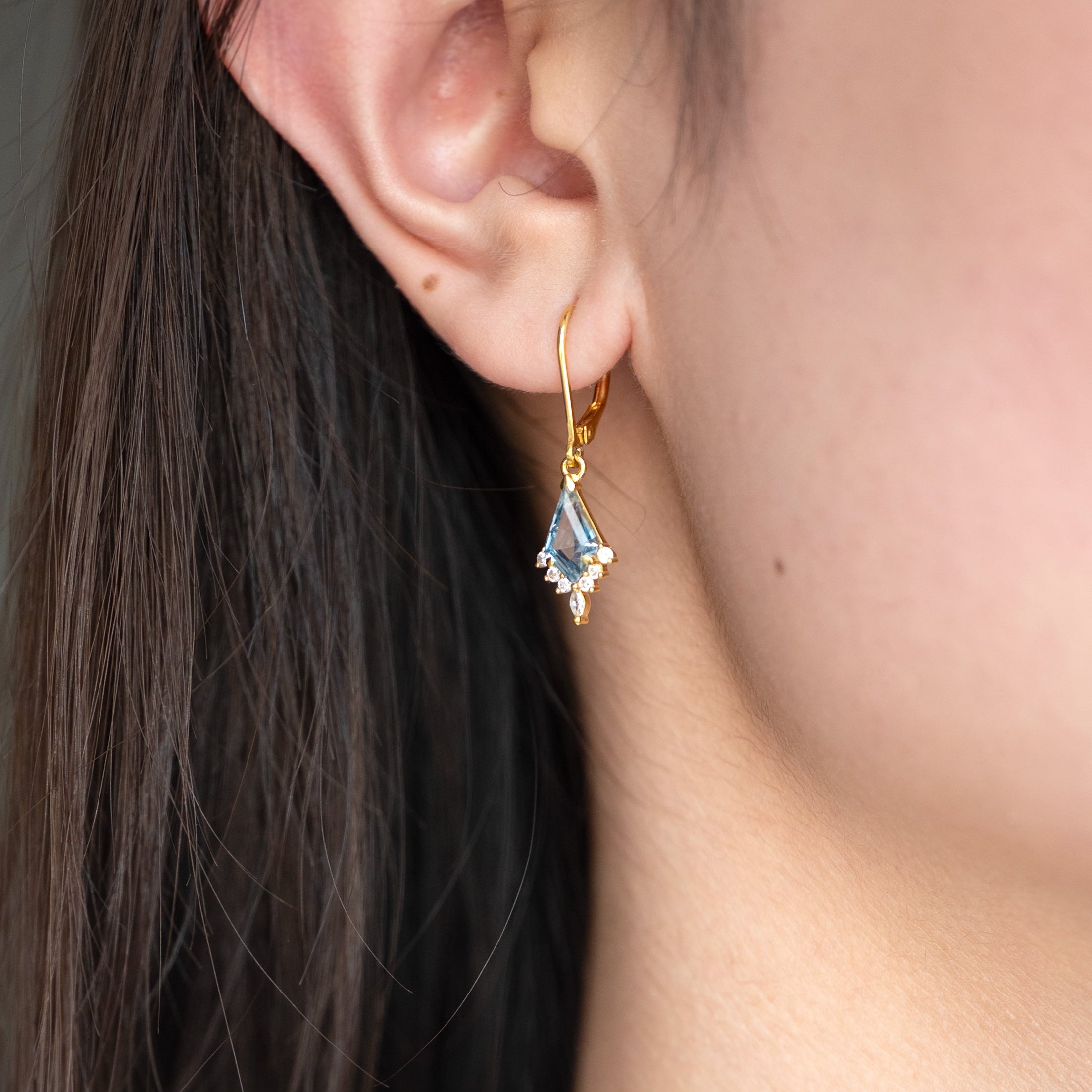 Aquamarine Dangle Bridal Earrings 14k Gold, Dangle Drop Bridal Earrings