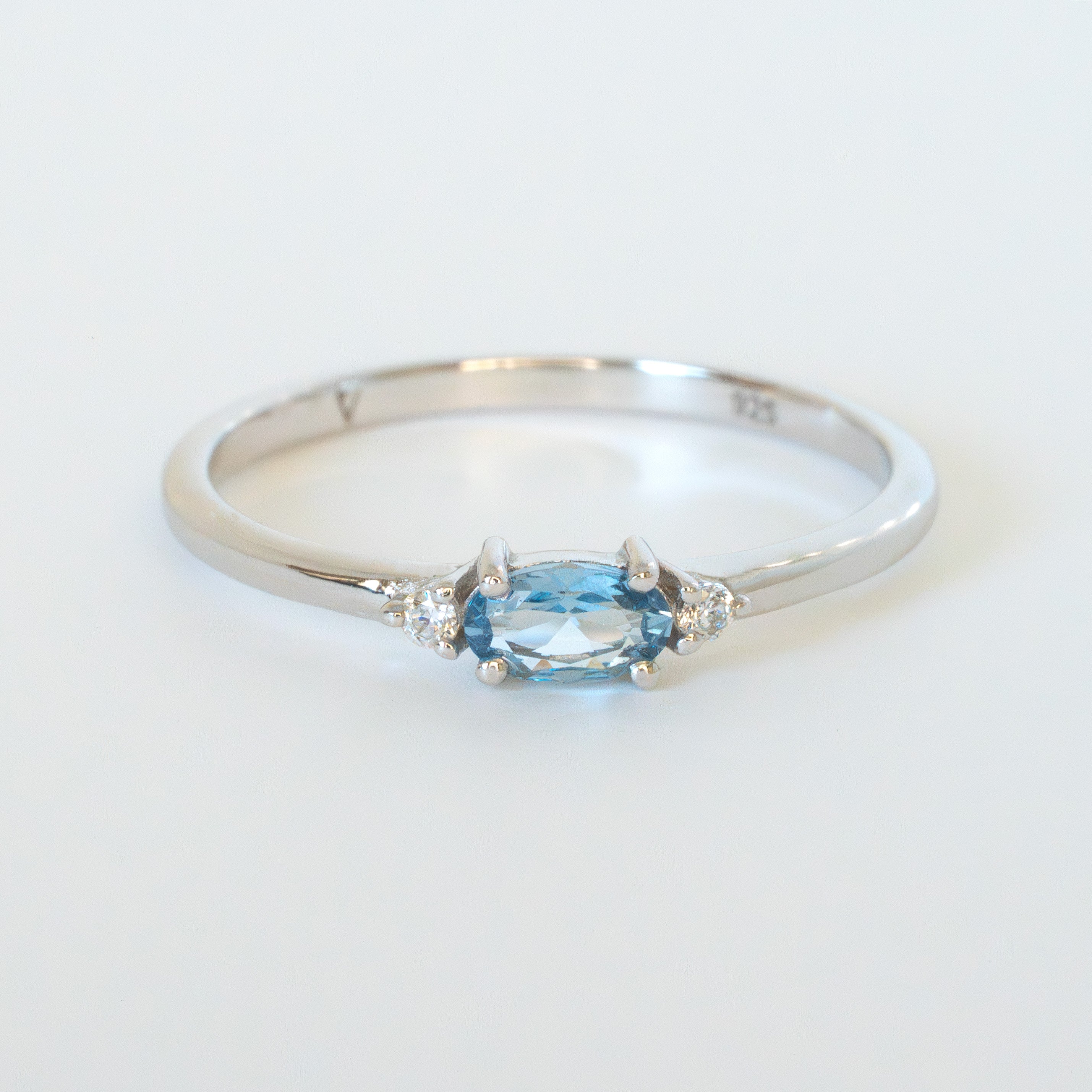 Aquamarine Ring Sterling Silver, Dainty March Birthstone Stacking Ring, Birthday Gifts for Women