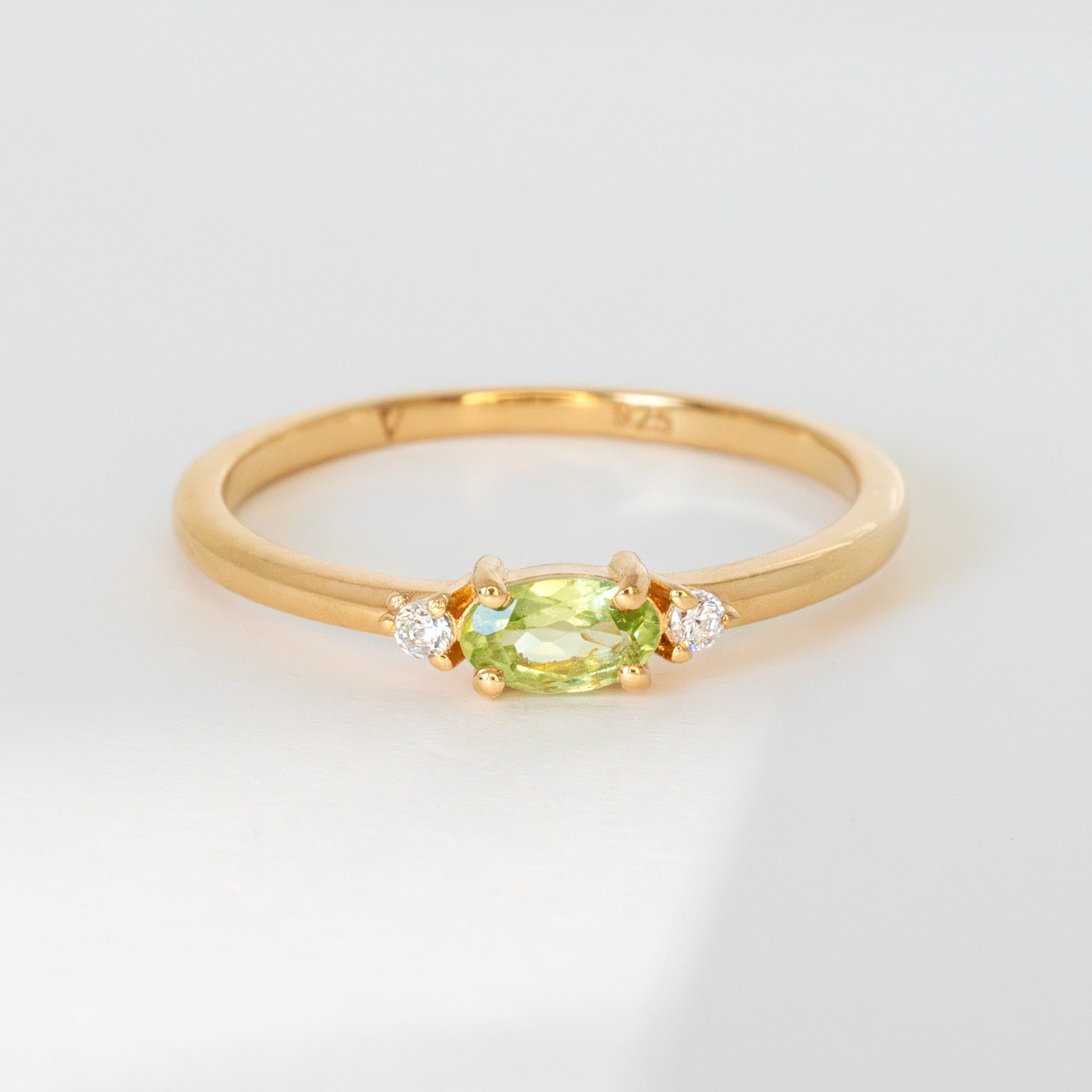 August Birthstone Ring Natural Peridot in 14k Gold Vermeil, Dainty Stacking Birthstone Rings, Gifts for Women
