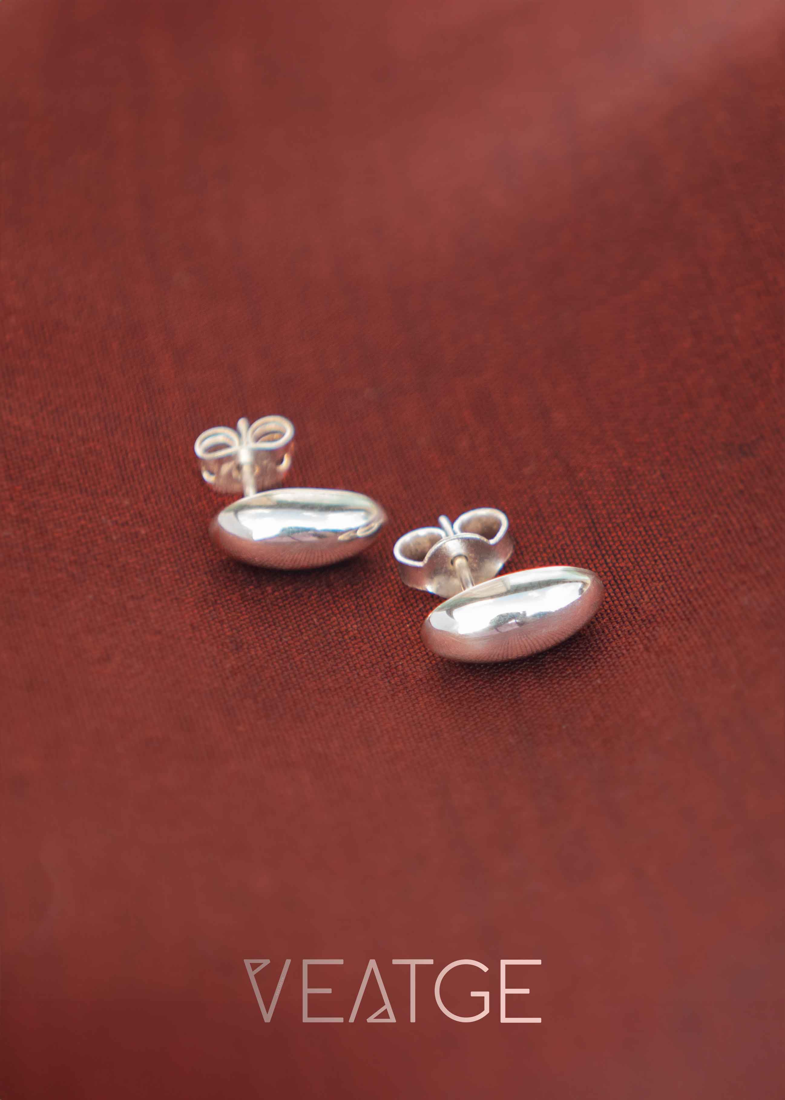 Bean Stud Earrings in 925 Sterling Silver, Unique Large Everyday Statement Earrings Studs, Gift for Best Friend Mom, Girlfriend Sister Gift