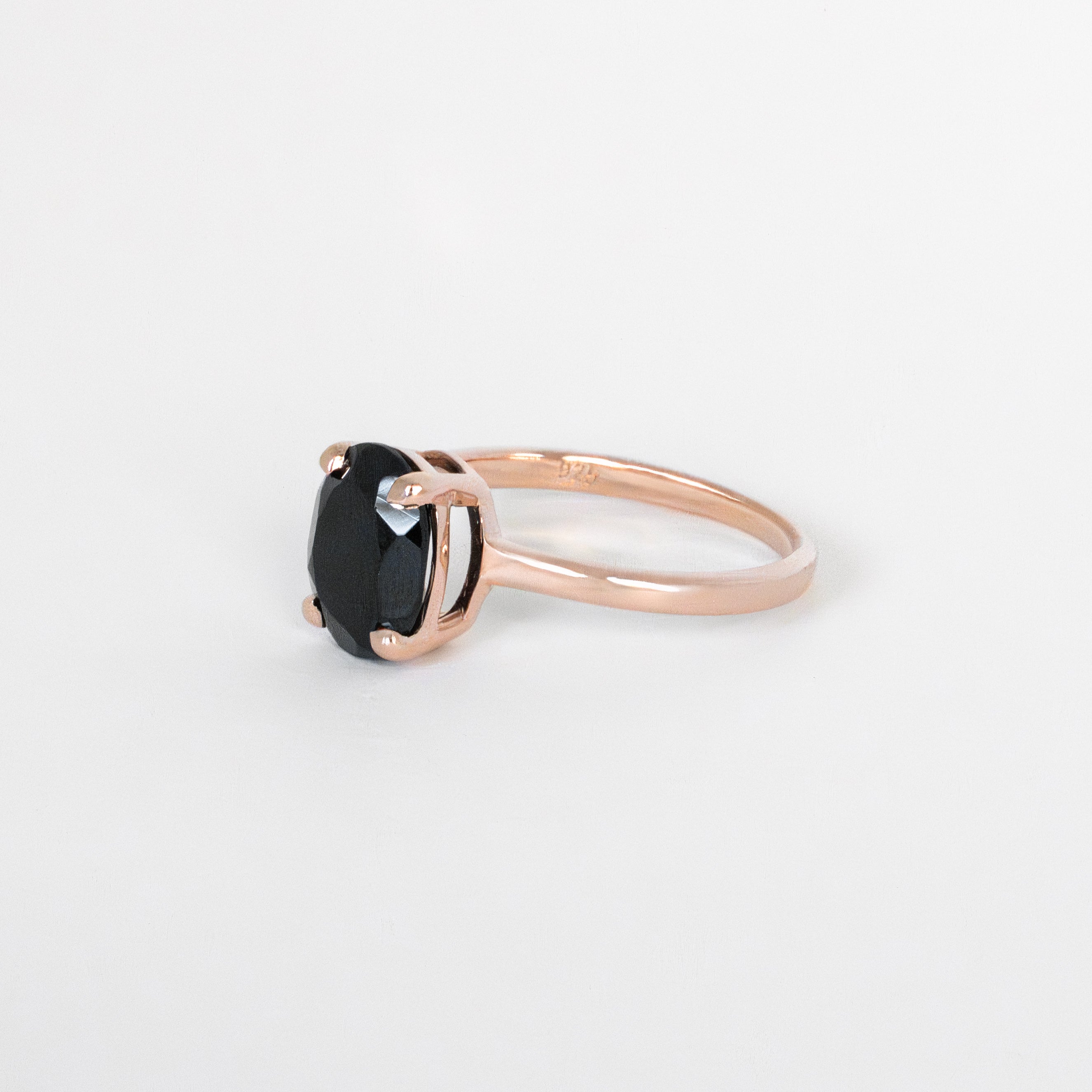 Black-Onyx-Ring Rose Gold Vermeil Natural Gemstone Genuine Gemstone Rings for Women, Friend Wife Mom