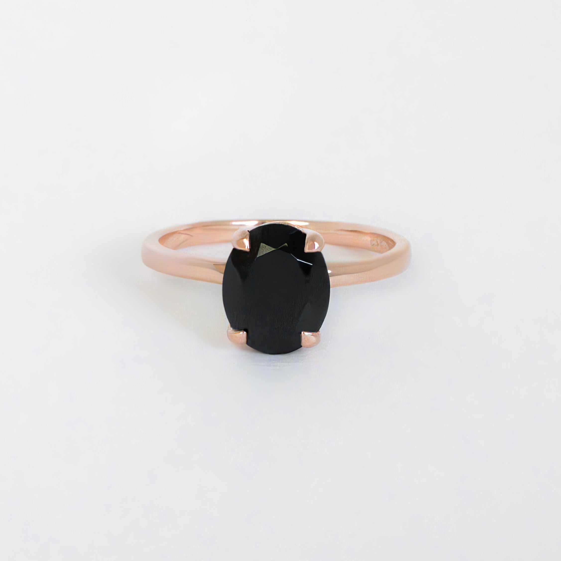 Black-Onyx-Ring Rose Gold Vermeil Natural Gemstone Genuine Gemstone Rings for Women, Friend Wife Mom