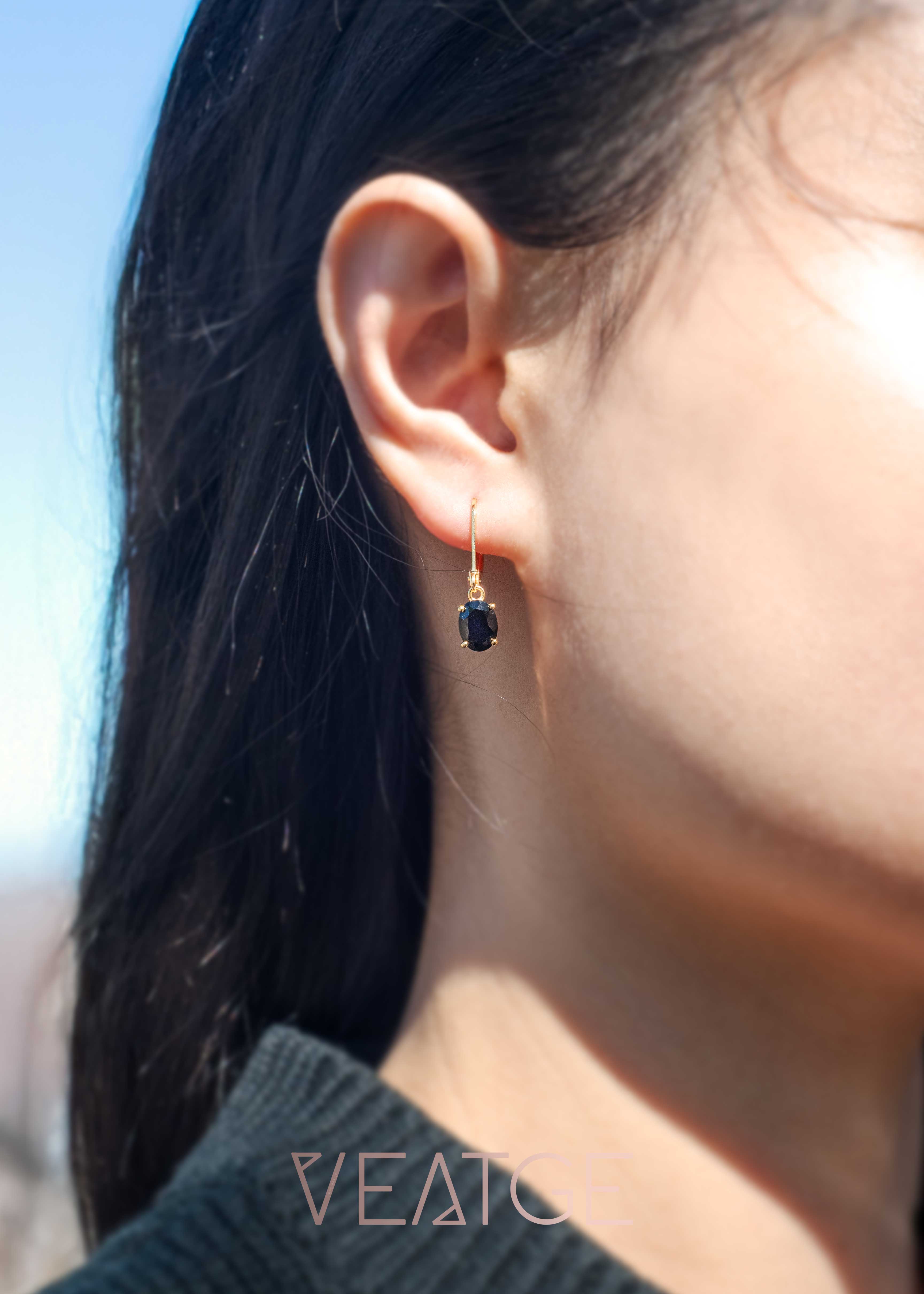 Black Onyx Dangle Earrings Gold Leverback Closed Hook, Black Onyx Protection Jewelry, Gift for Women, Everyday Earrings