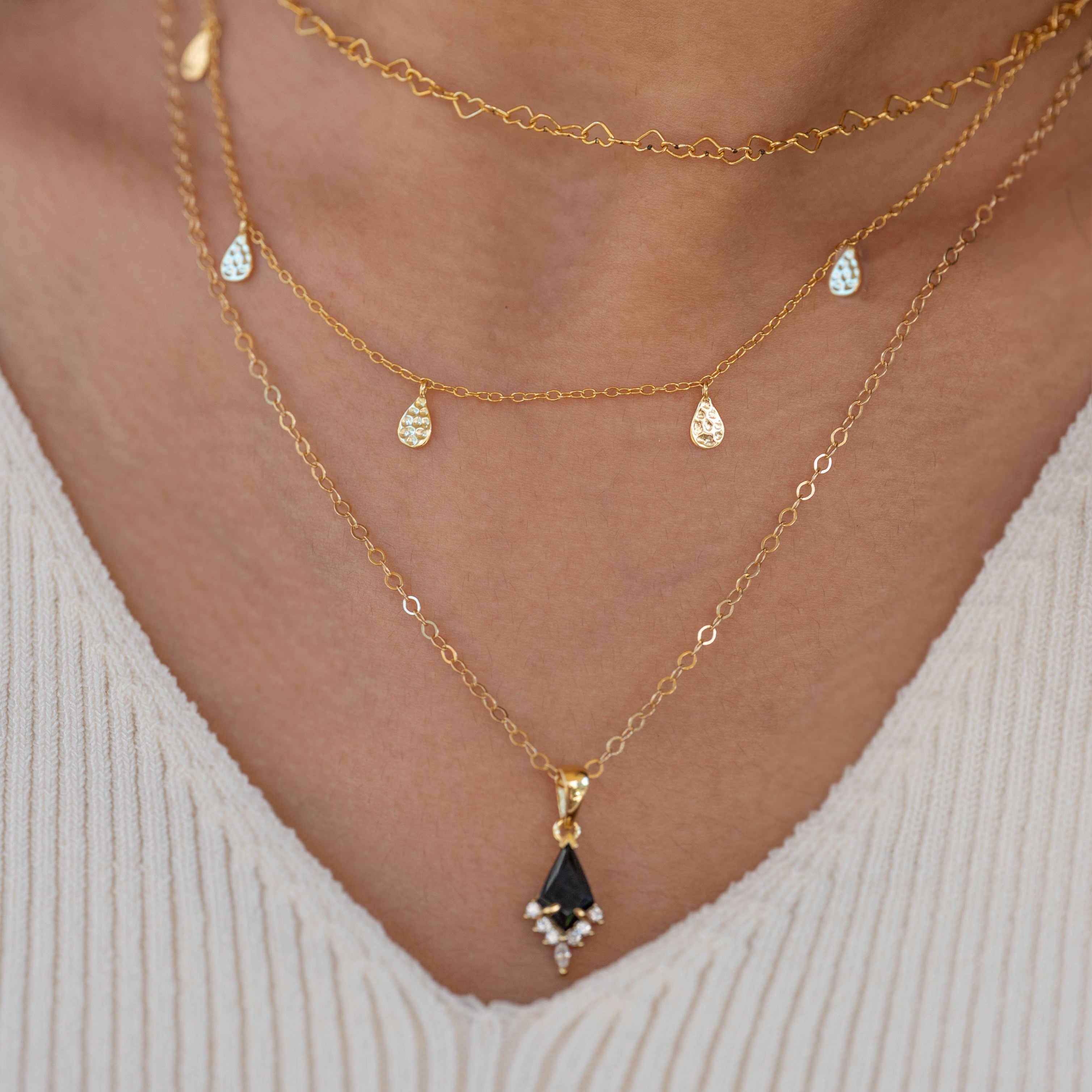 Black Onyx Kite Necklace | Anti-Tarnish 14k Gold Filled Chain, Natural Gemstone Gifts for Women