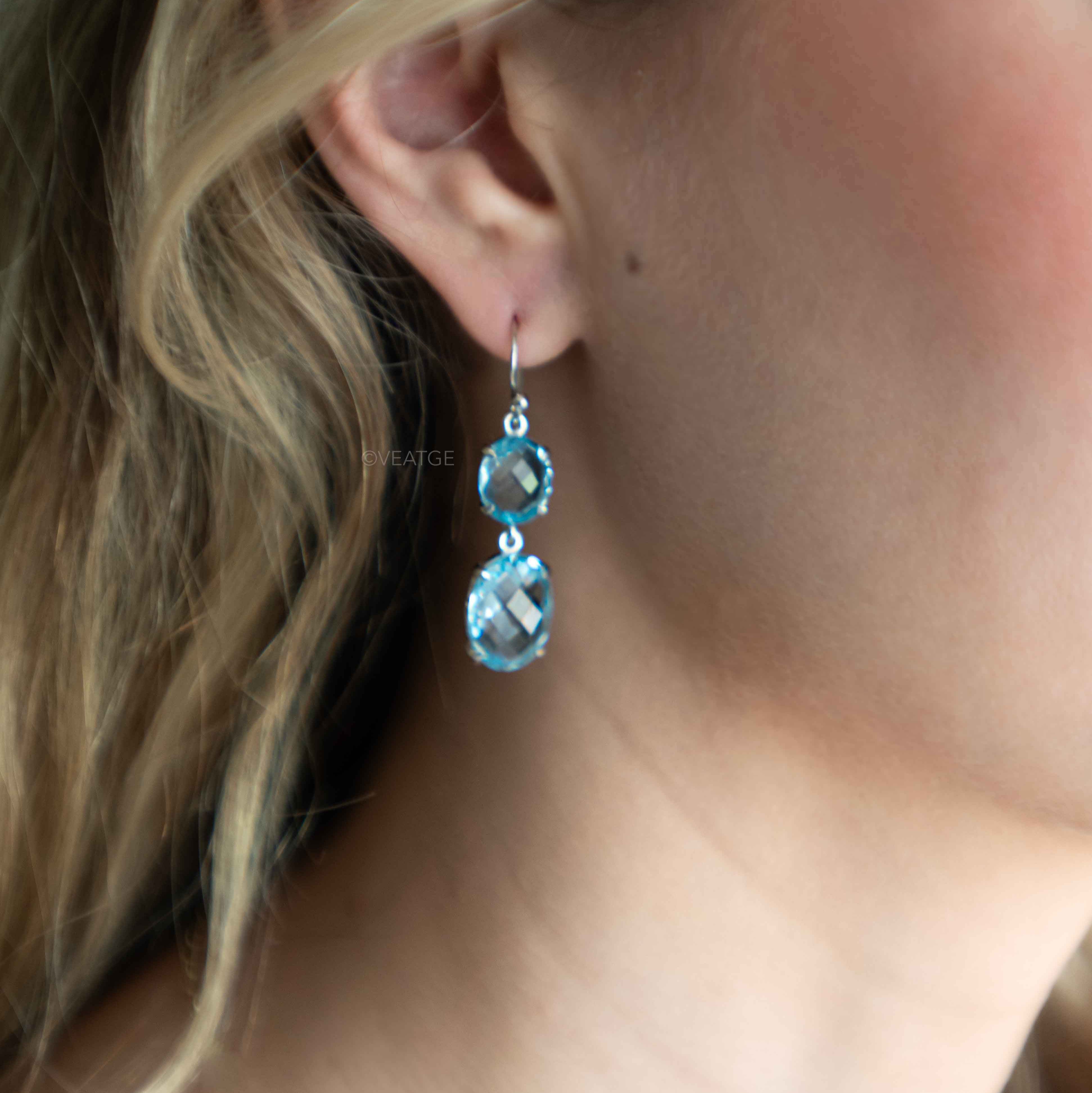 Blue Topaz Statement Earrings in 925 Silver, Anti Tarnish Dangle Drop Summer Earrings, Natural December Birthstone, Bridal Wedding Earrings, Dusty Blue Drop Earrings Wedding Jewelry for Women, Beach Wedding