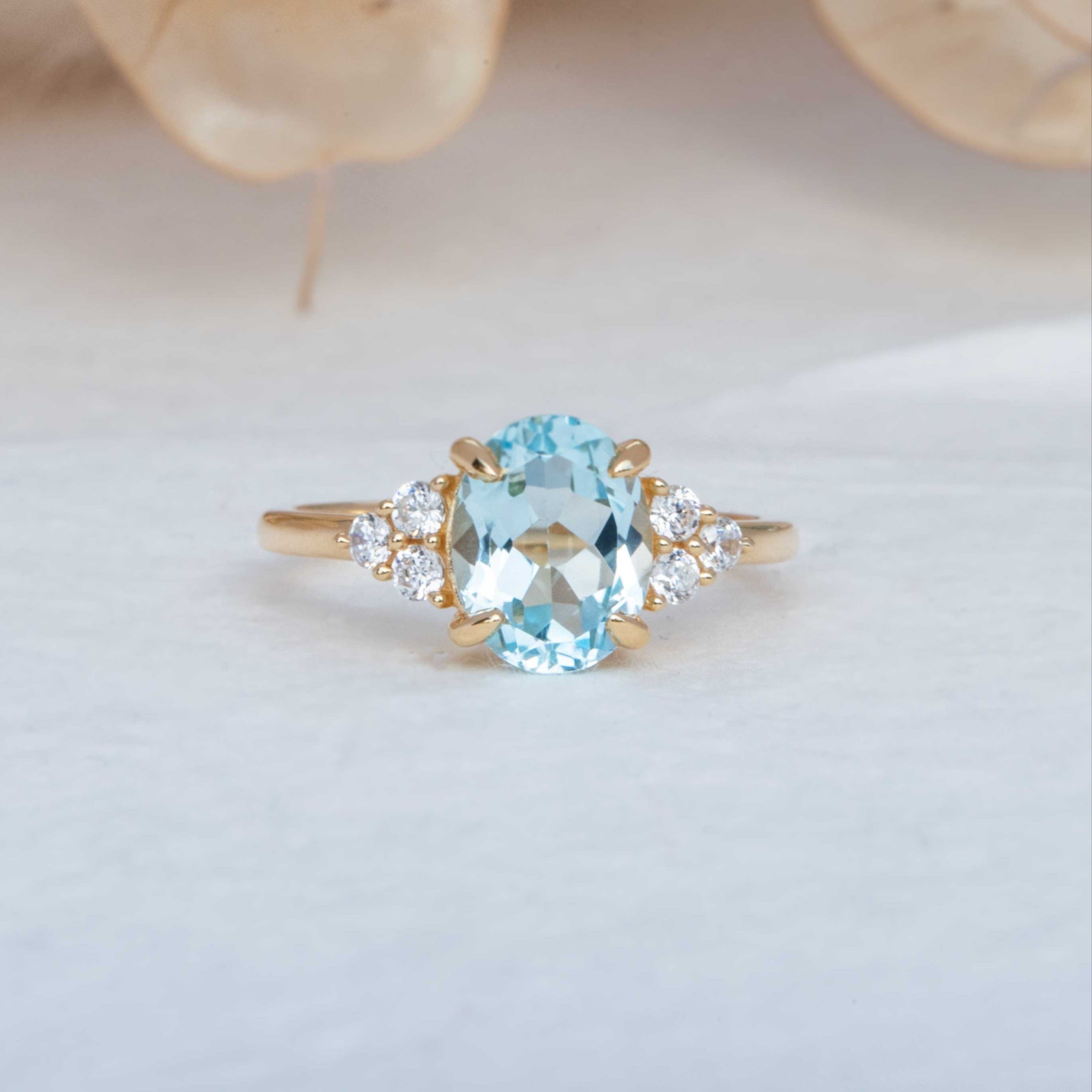 Blue Topaz Ring for Women, Birthday Anniversary Promise Ring Gifts 