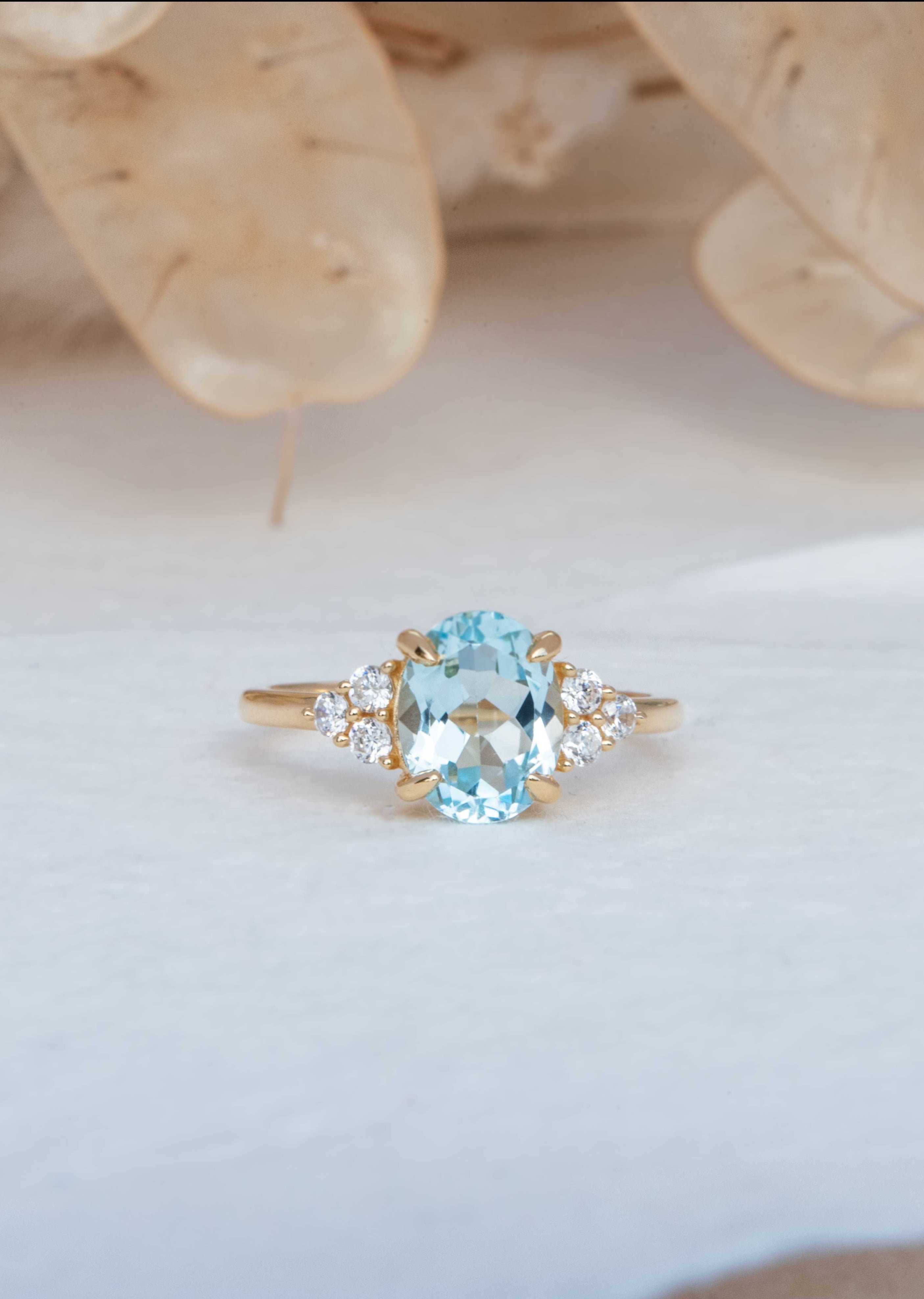 Blue Topaz Ring for Women, Birthday Anniversary Promise Ring Gifts 