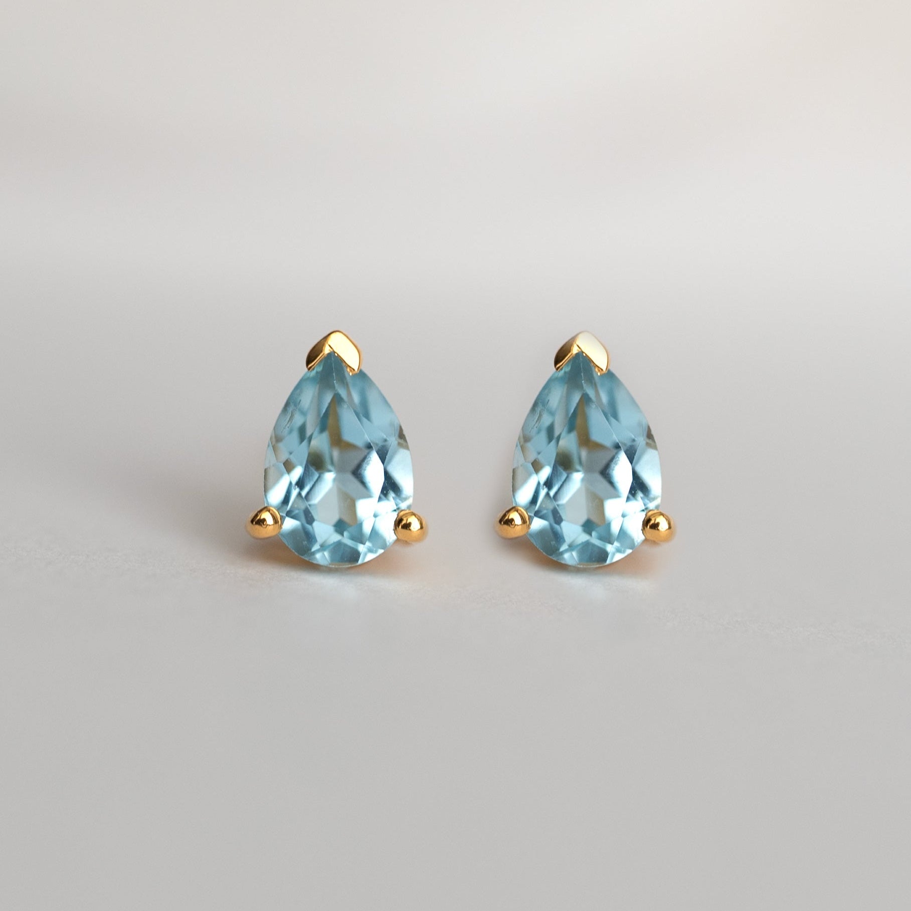 Blue Topaz Pear Shape Stud Earrings Gifts for girls women girlfriend cartilage second piercing earrings, December Birthstone Jewelry