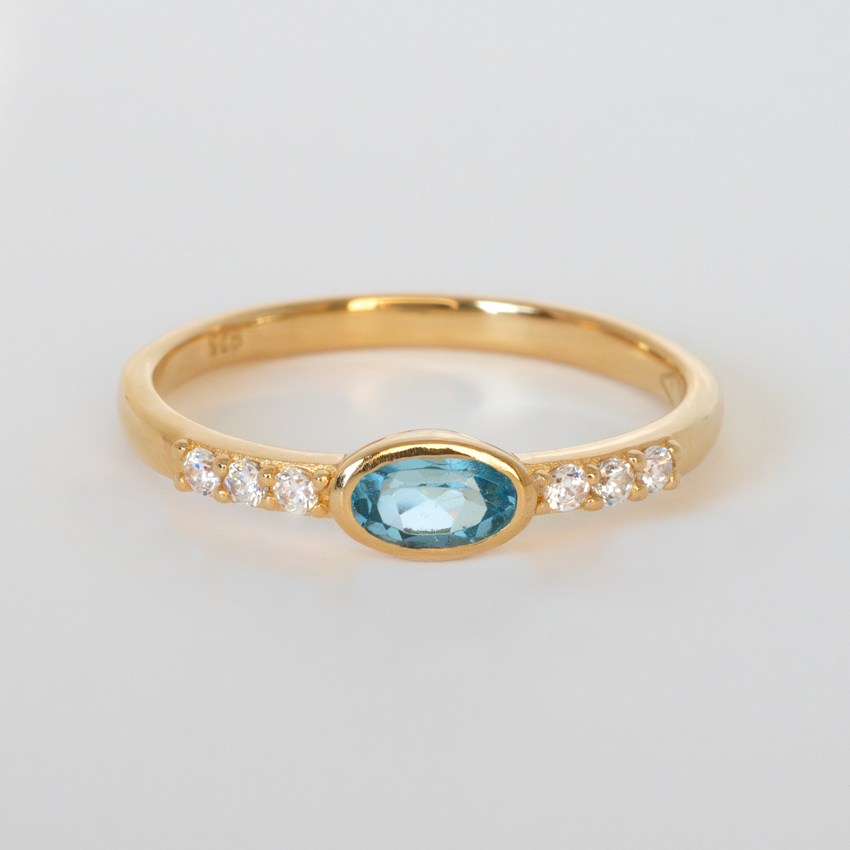 December Birthstone - Swiss Blue Topaz Band Ring VEATGE