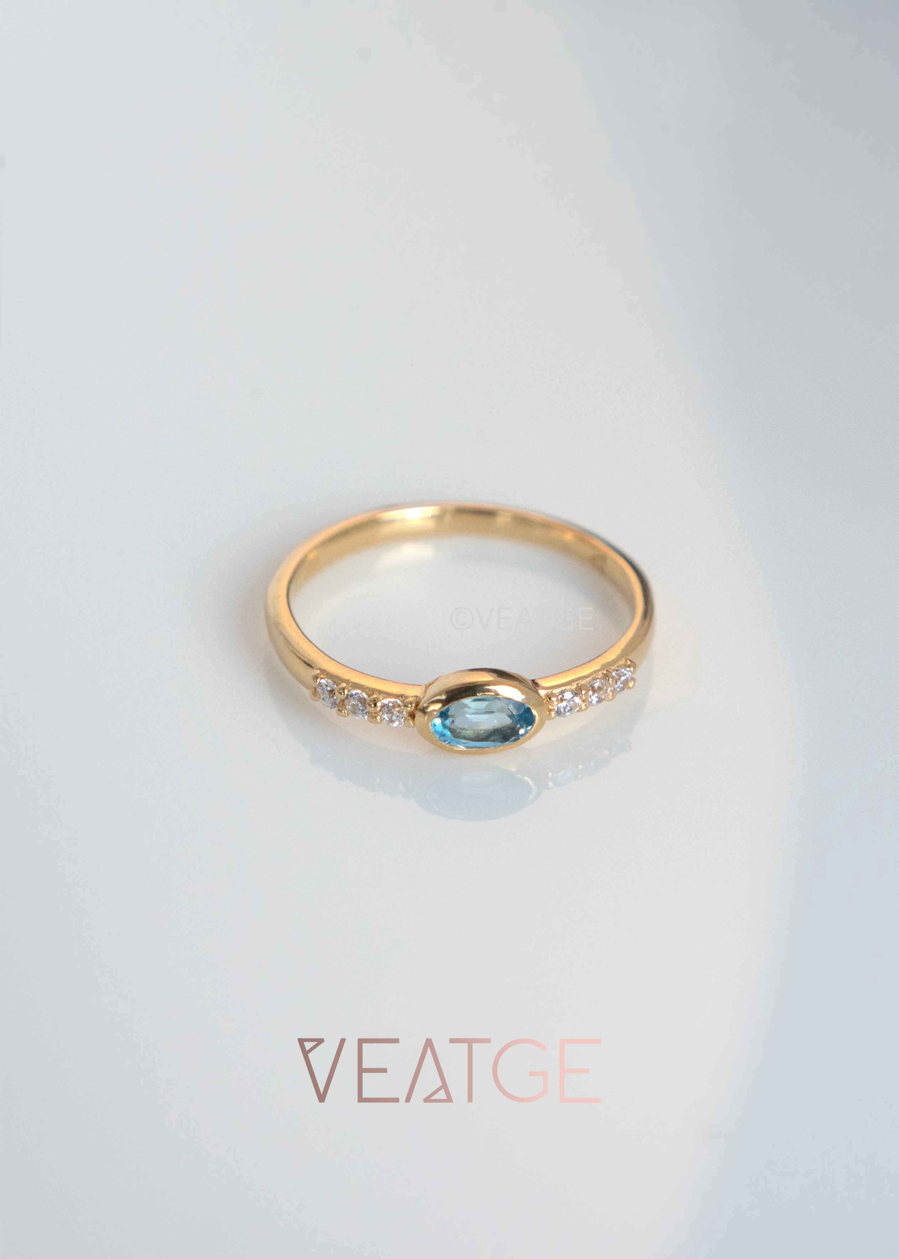 December Birthstone - Swiss Blue Topaz Band Ring VEATGE