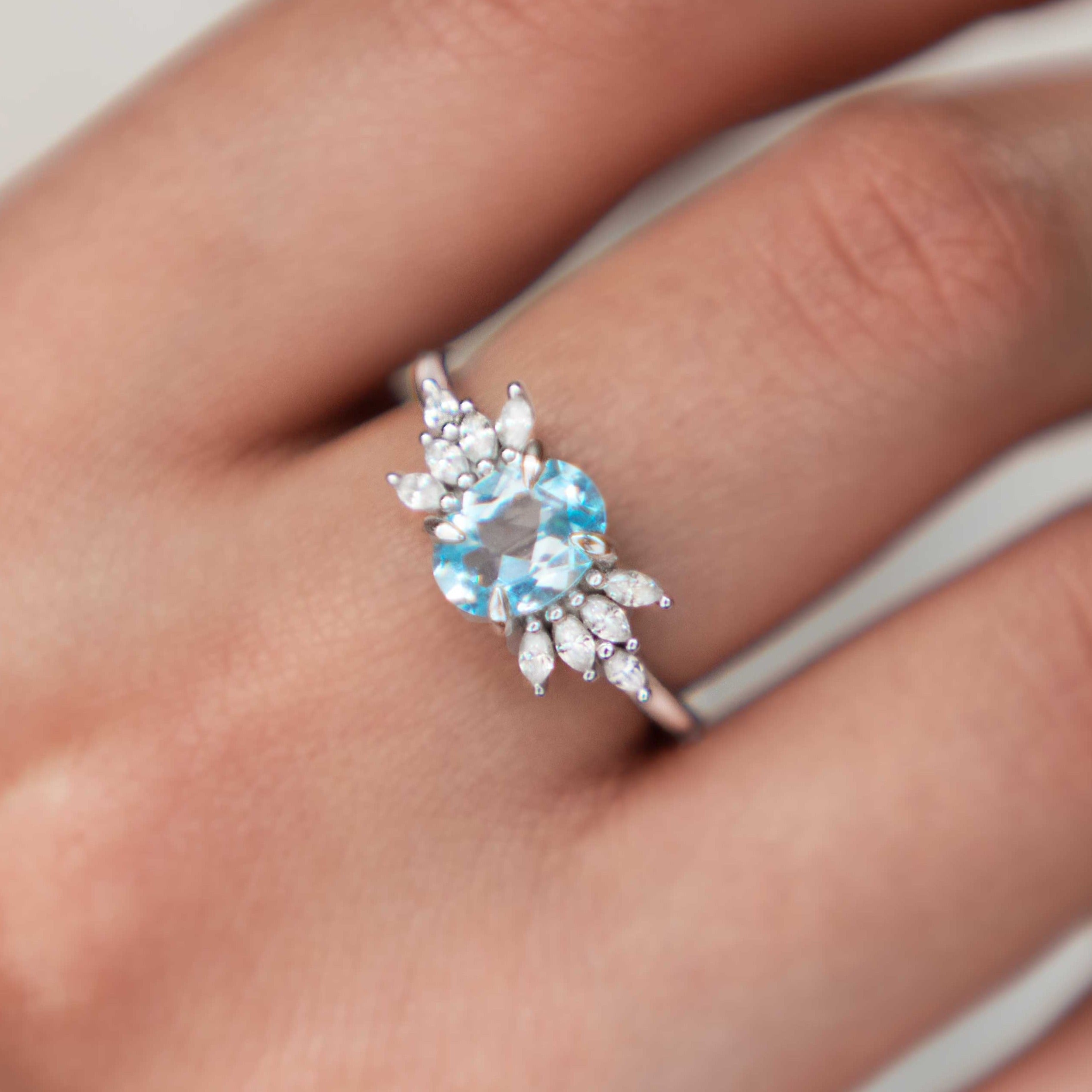 Bow Blue Topaz Ring Sterling Silver
