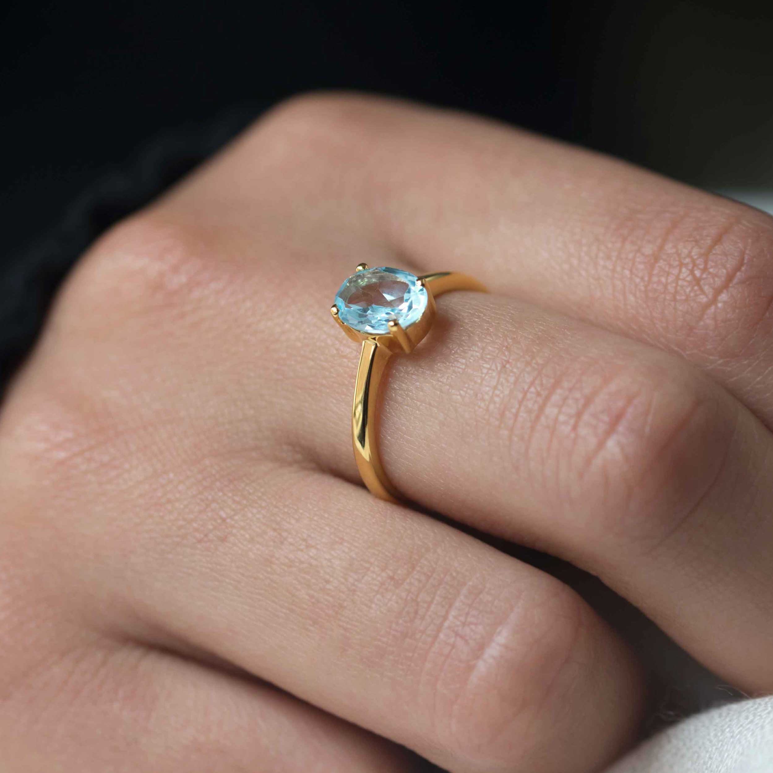 GOLD BLUE TOPAZ RING
