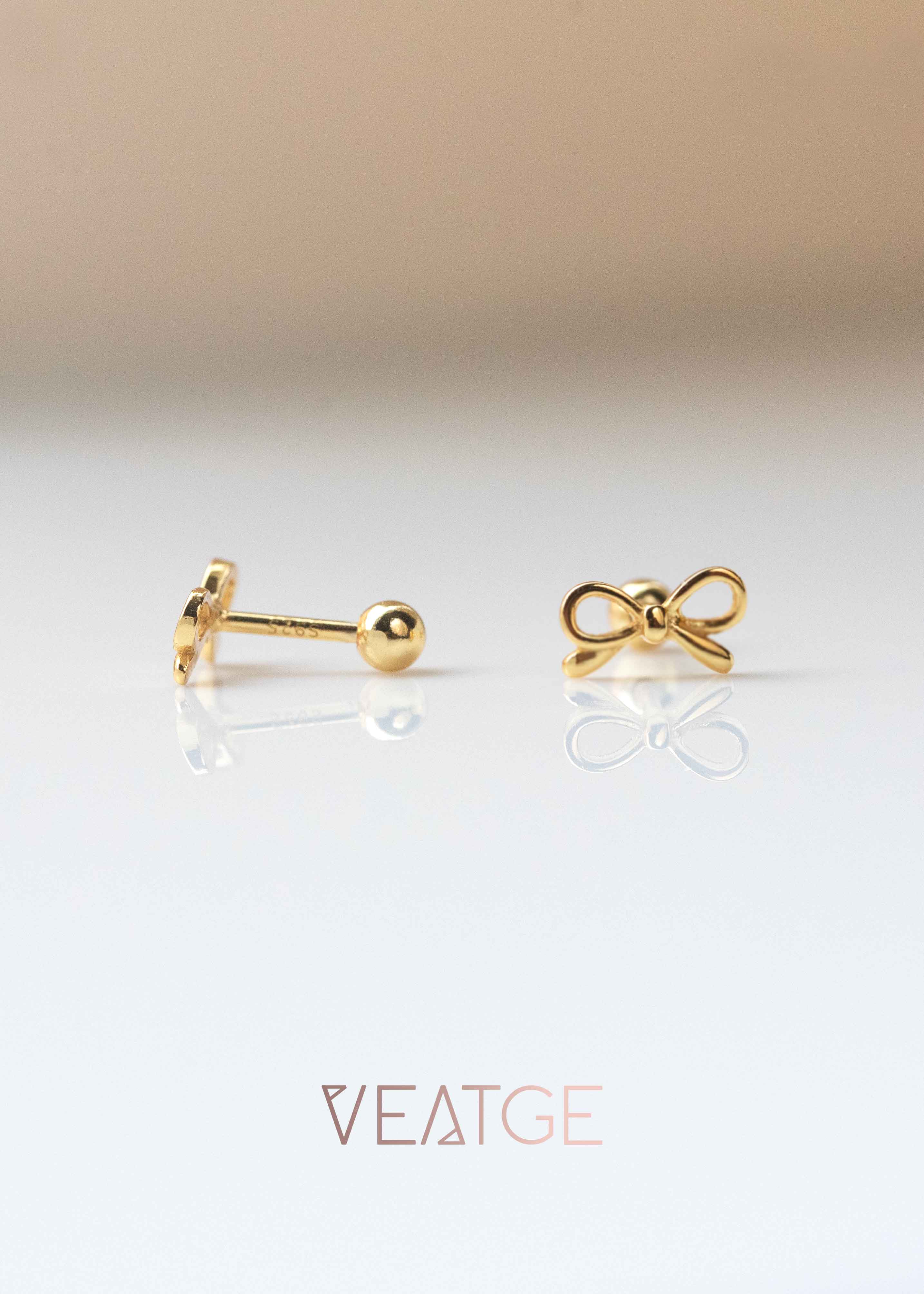 tiny bow screwback earrings in silver 925 gifts for girls, sleeper earrings