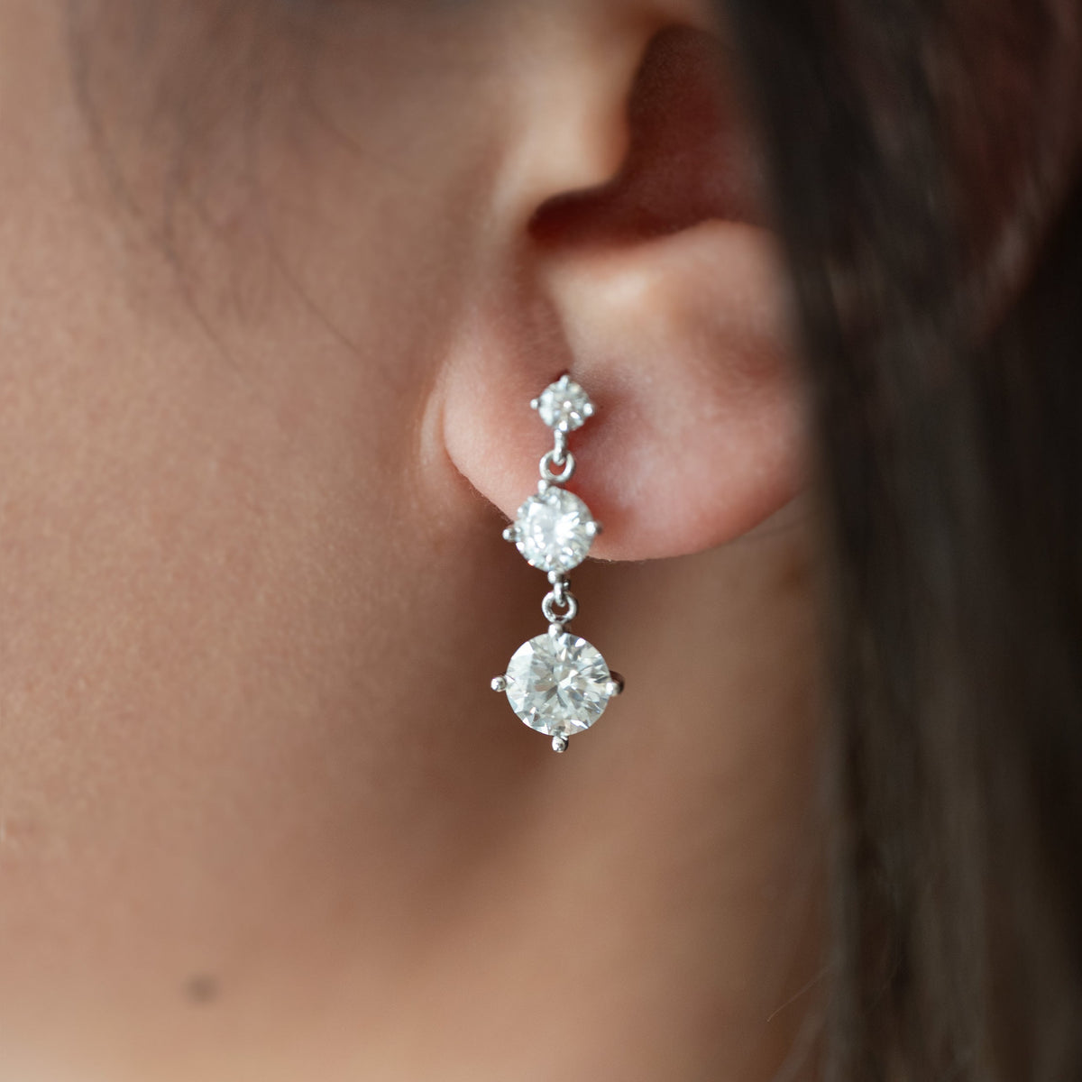 Bridal Dangle Earrings Moissanite 