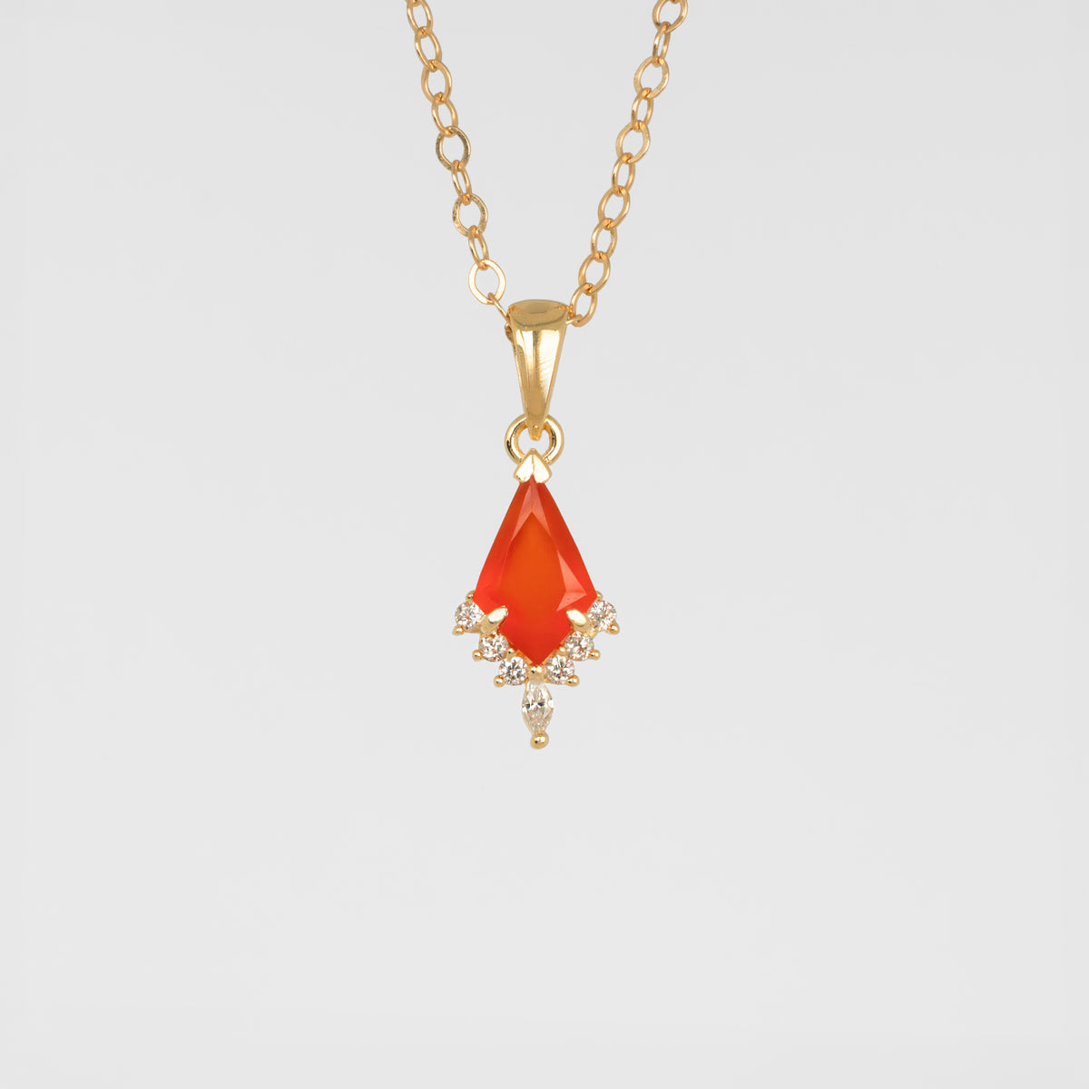 Carnelian Kite Necklace, Natural Orange Carnelian Pendant Necklace Gold Filled for Women, Gifts for Her