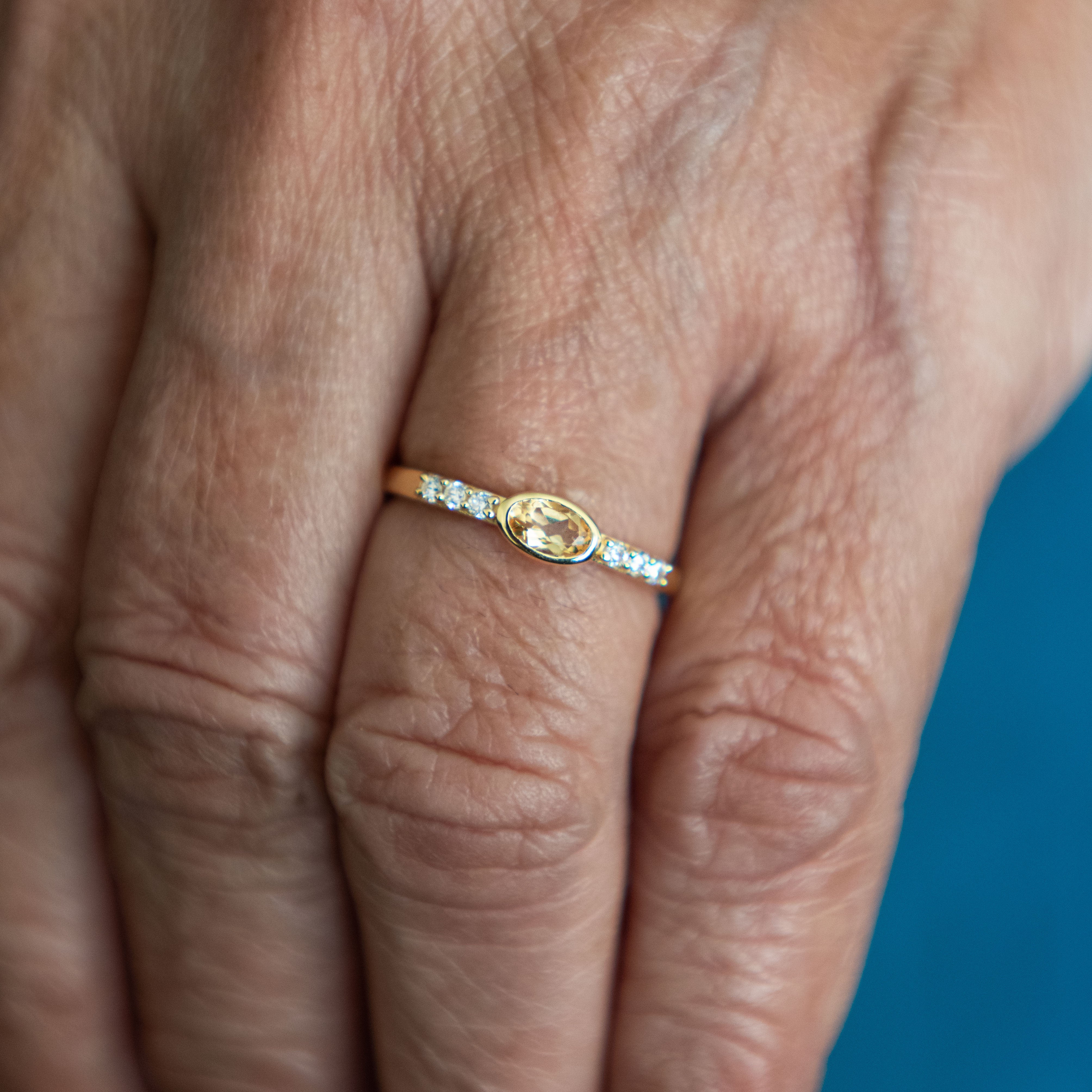 November Birthstone - Citrine Stacking Band Ring - Elise