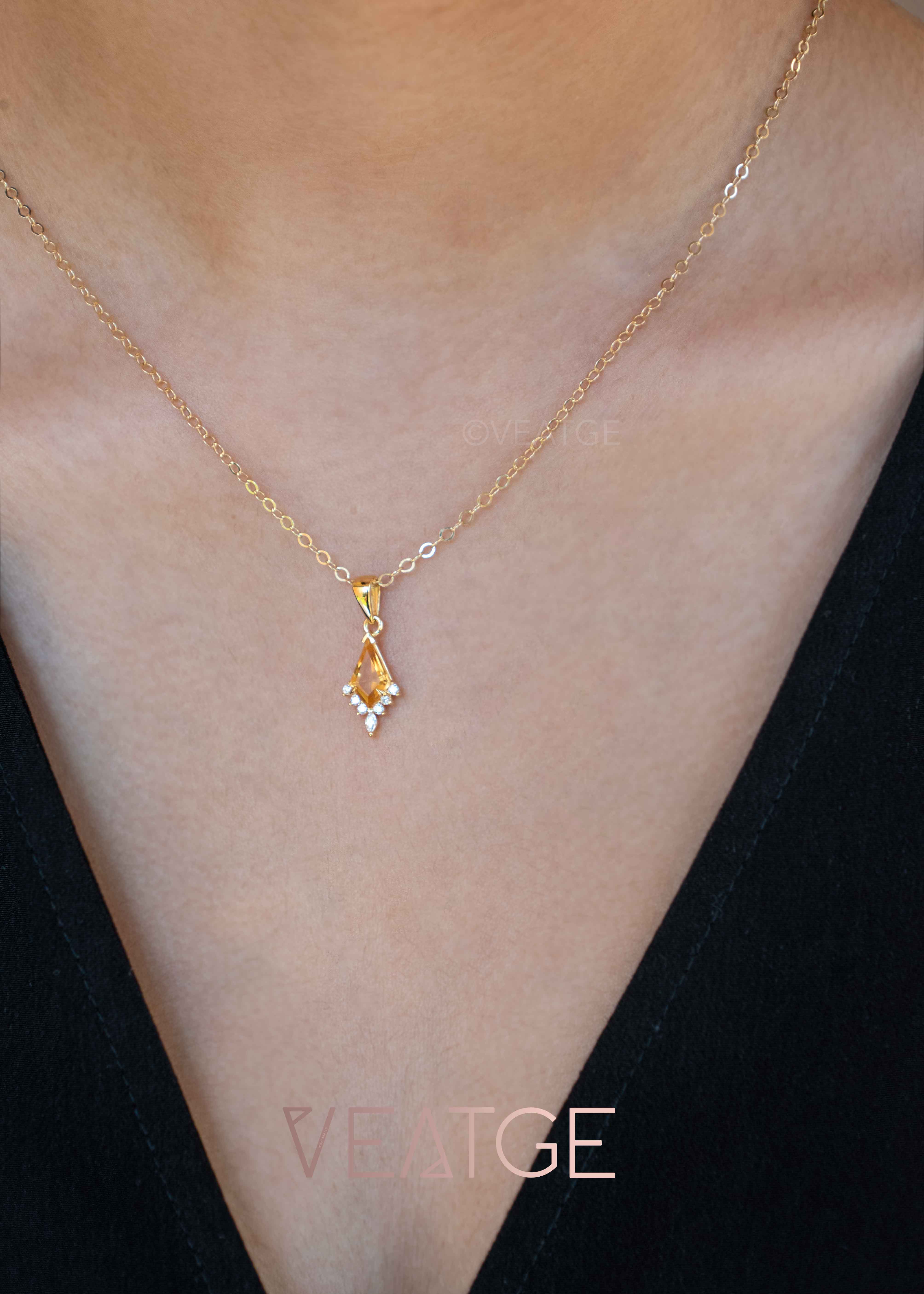 Citrine Gold Necklace November Birthstone Gifts for Women Birthday, Gift for Girls, Wife, Mom, Sister, Best friend