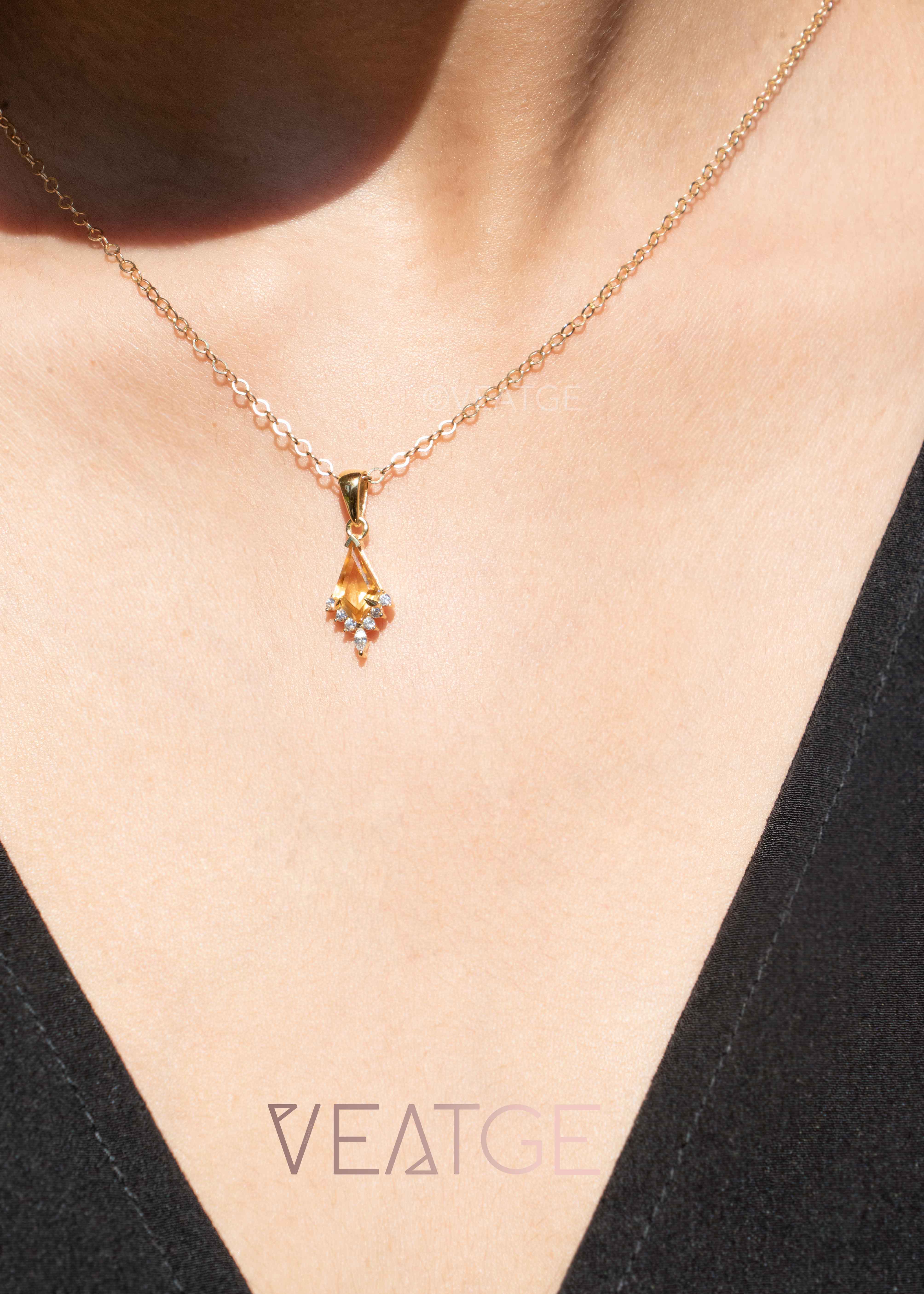 Citrine Gold Necklace November Birthstone Gifts for Women Birthday, Gift for Girls, Wife, Mom, Sister, Best friend