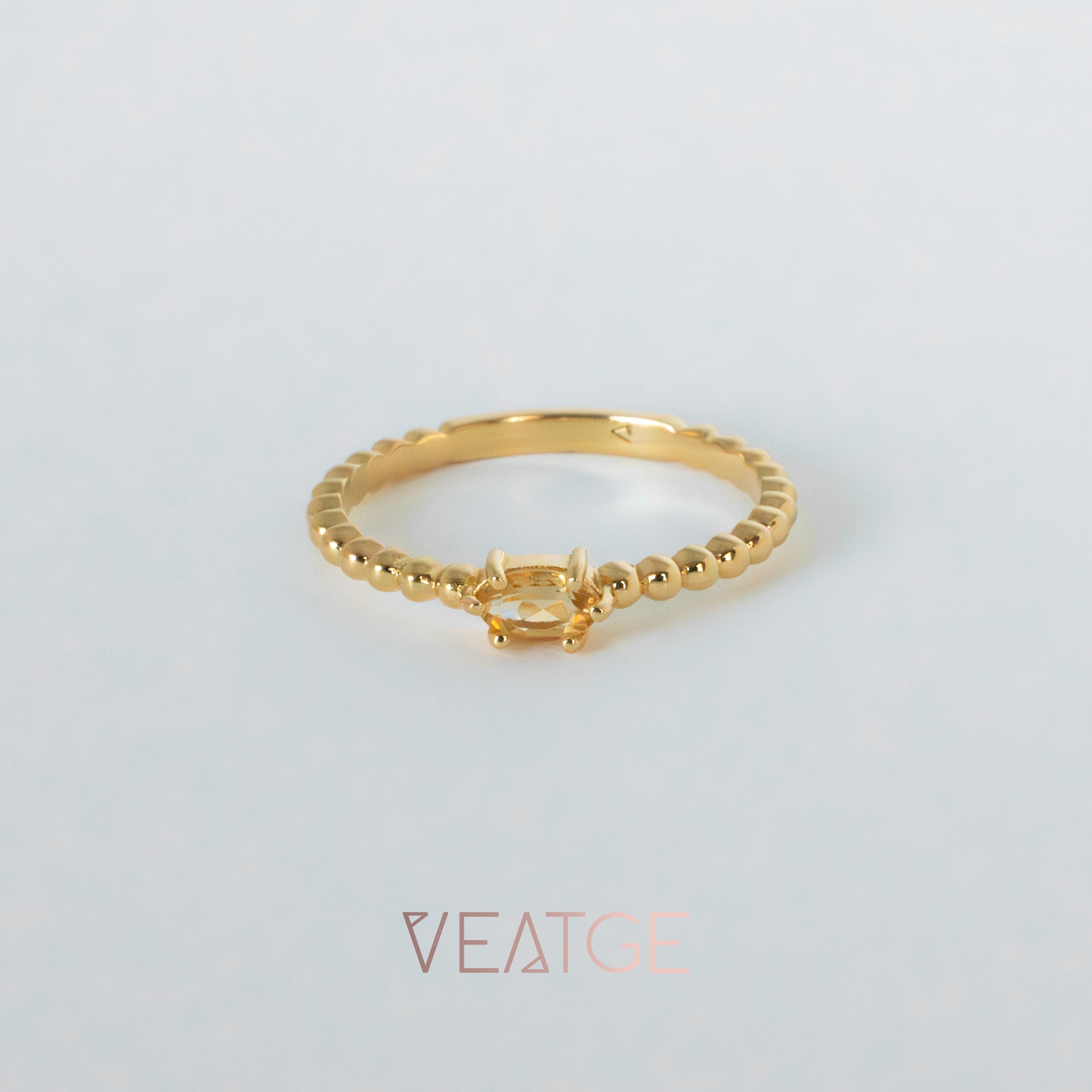 Natural Citrine Gemstone Beaded Ring, Genuine Gemstone, November Birthstone Jewelry Gifts for Girls