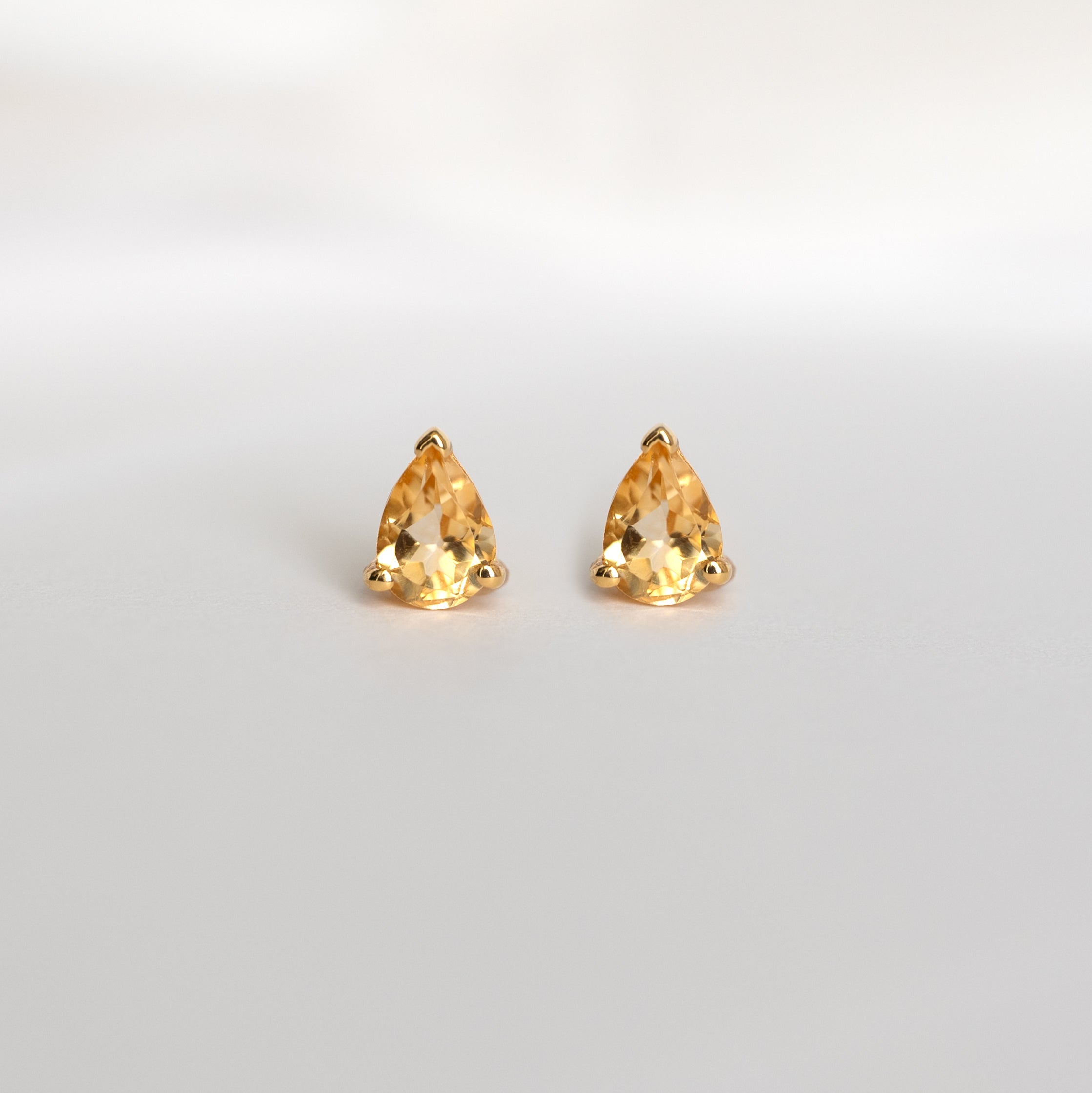 citrine pear stud earrings