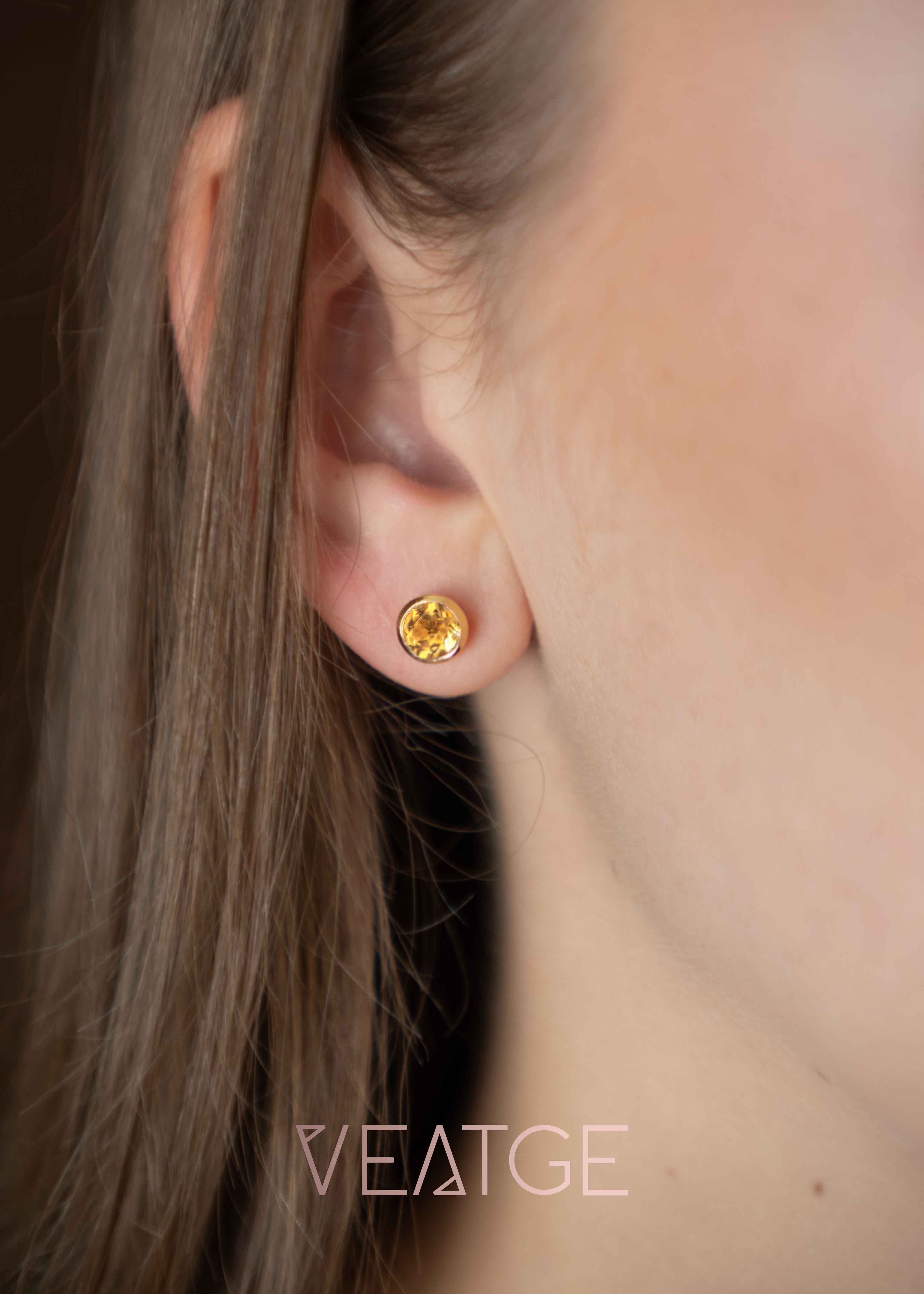 Natural Citrine Stud Earrings for Teen Girls Gifts, November Birthstone, Gift for Women