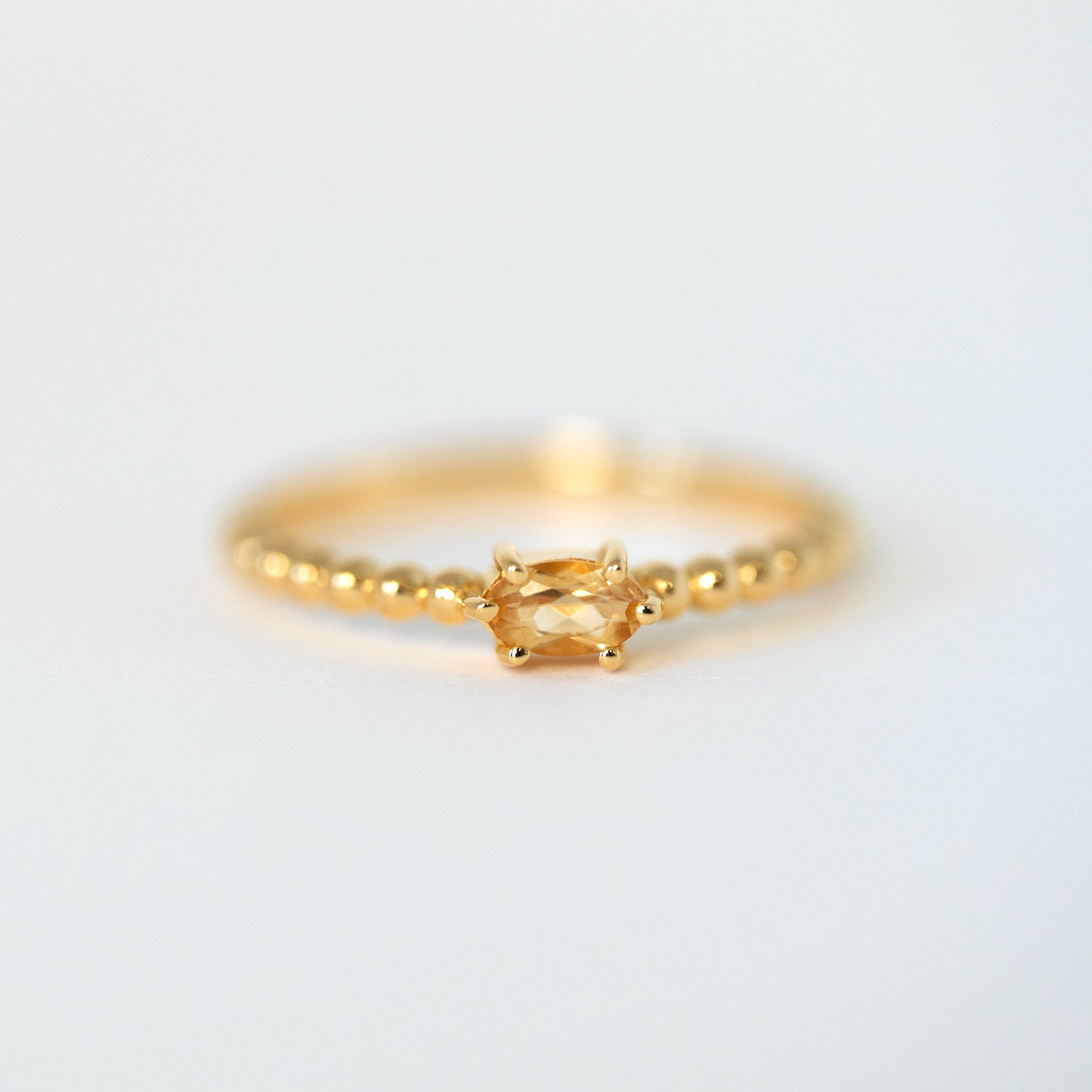 Natural Citrine Gemstone Beaded Ring, Genuine Gemstone, November Birthstone Jewelry Gifts for Girls