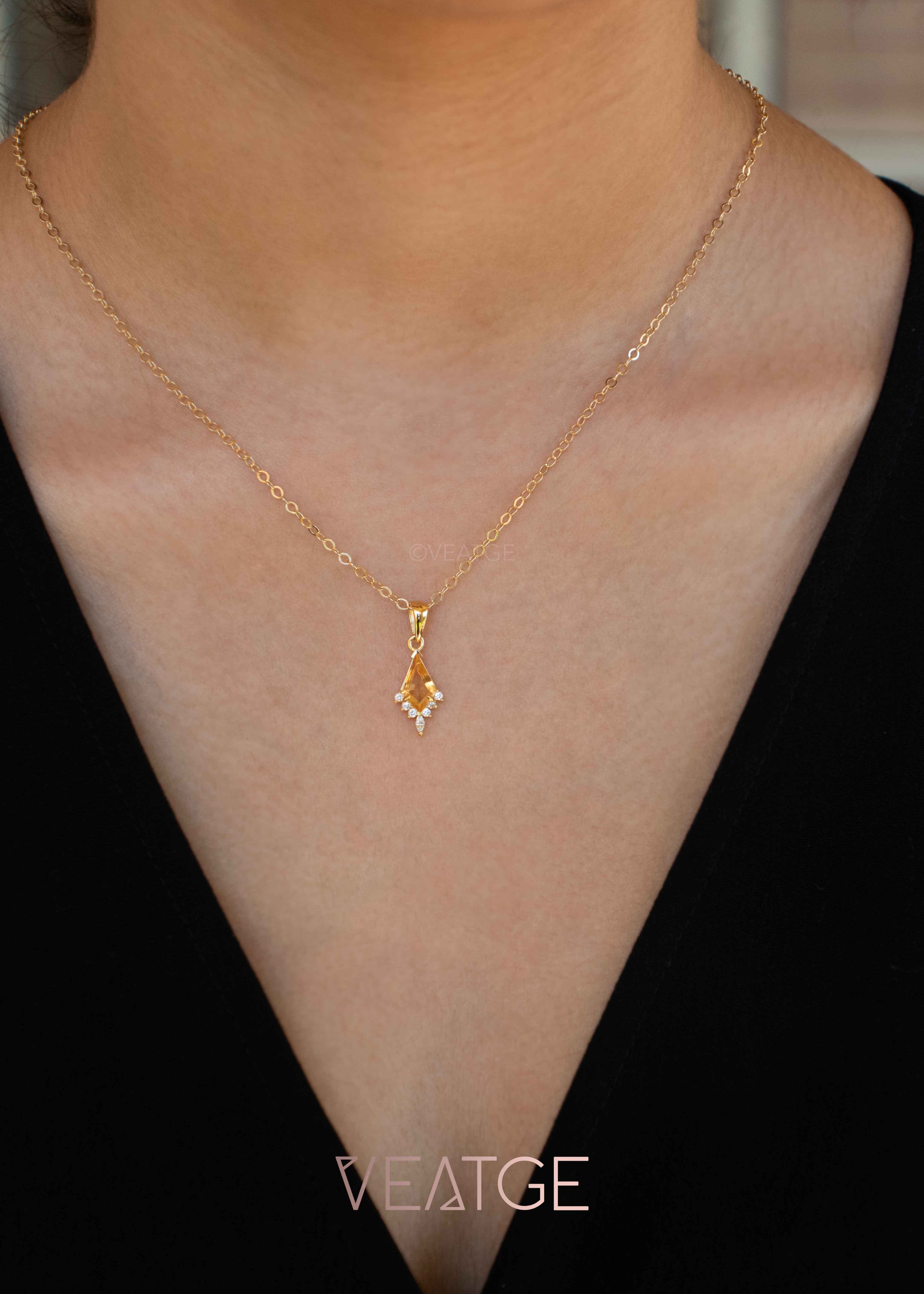 Citrine Gold Necklace November Birthstone Gifts for Women Birthday, Gift for Girls, Wife, Mom, Sister, Best friend