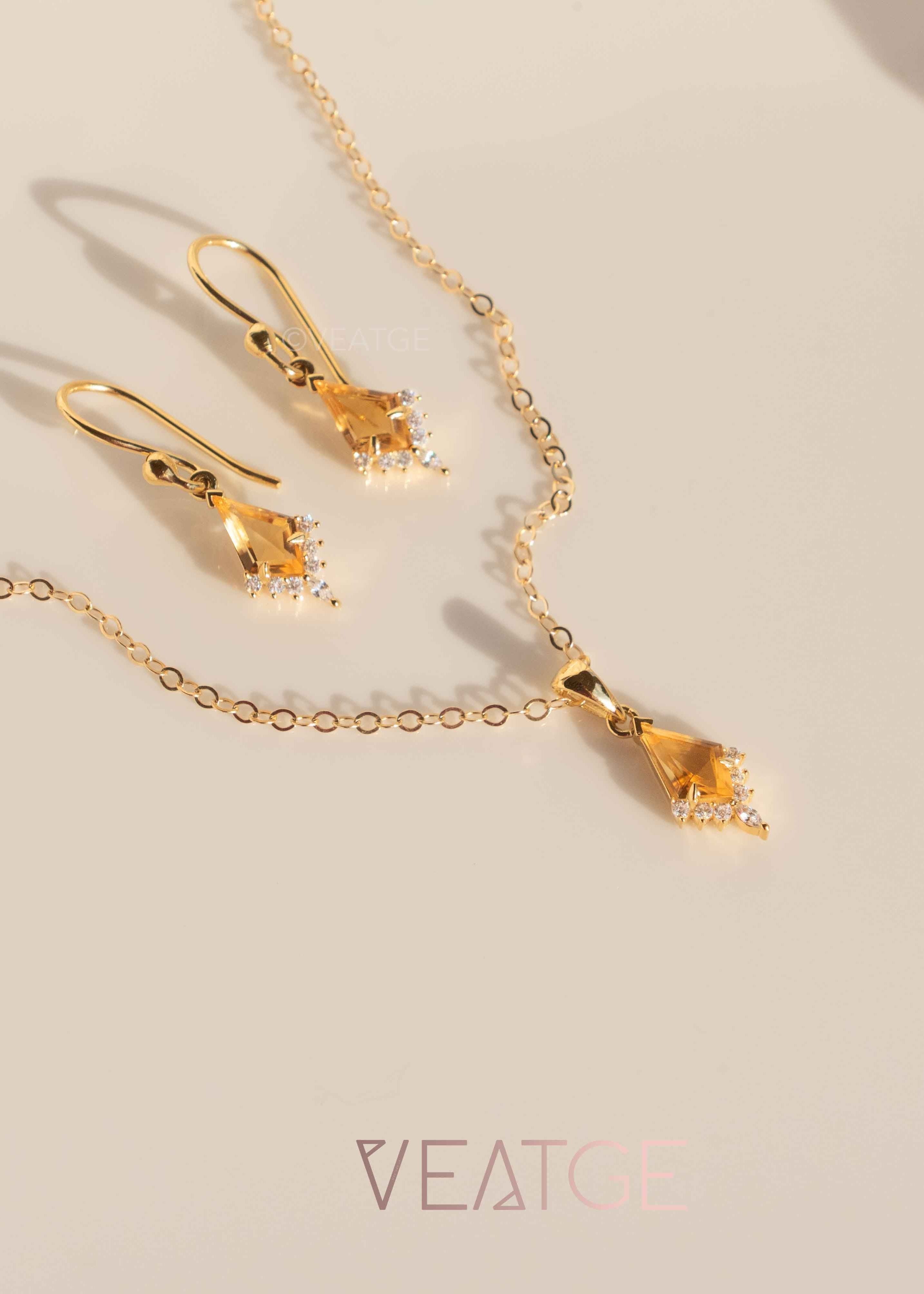 Citrine Gold Necklace November Birthstone Gifts for Women Birthday, Gift for Girls, Wife, Mom, Sister, Best friend