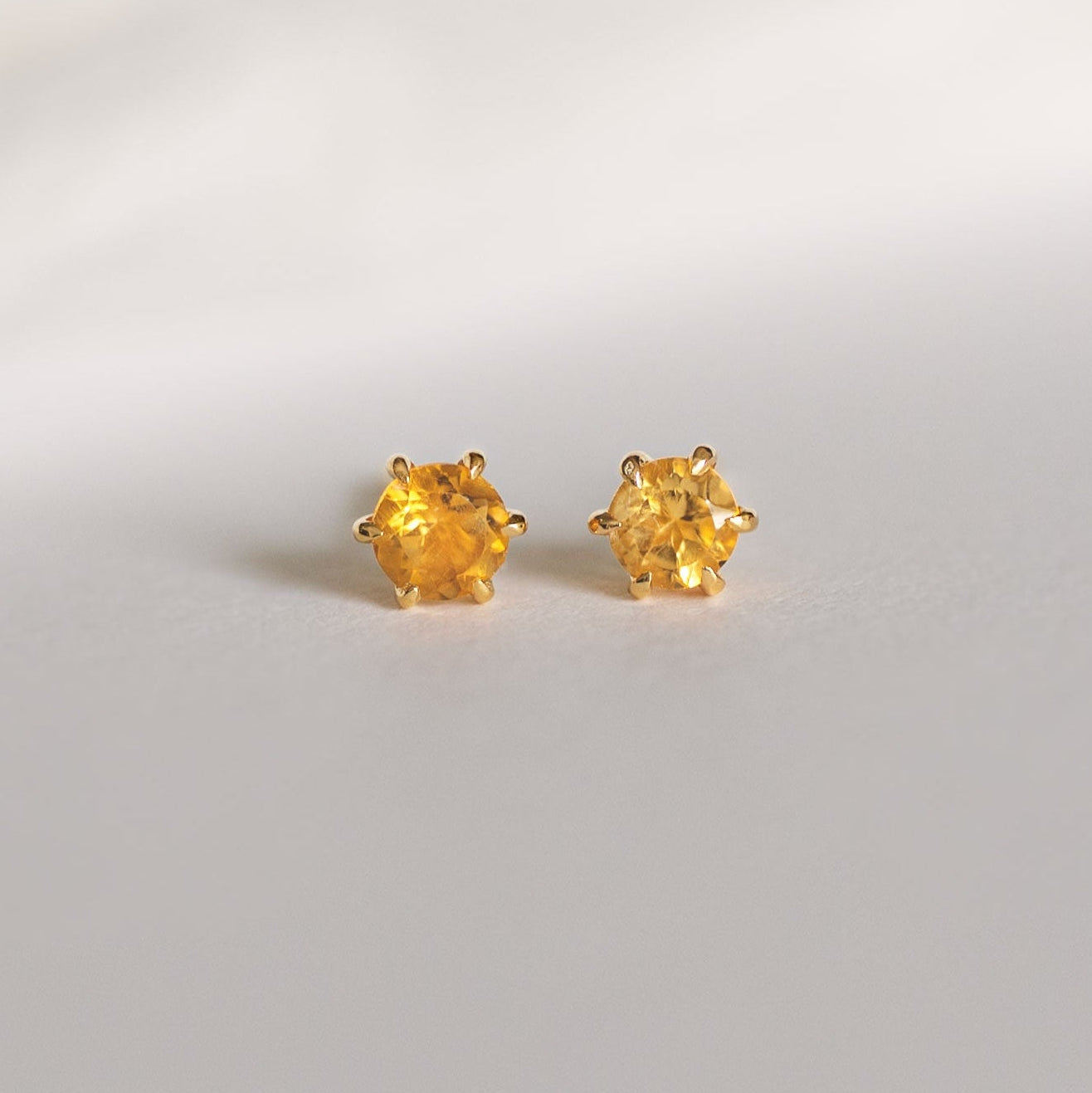 Martini Citrine Studs November Birthstone gold