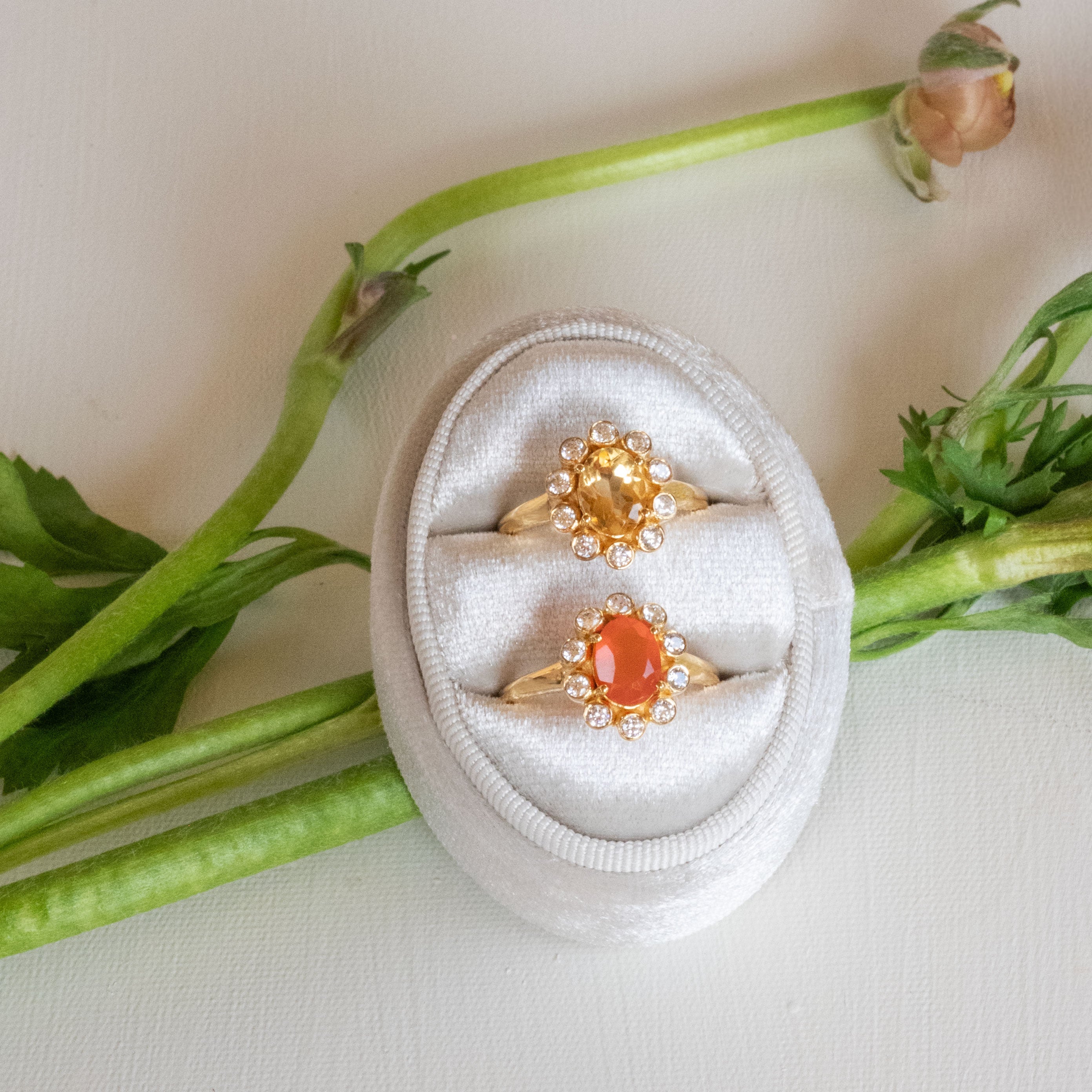 Citrine and Carnelian Rings