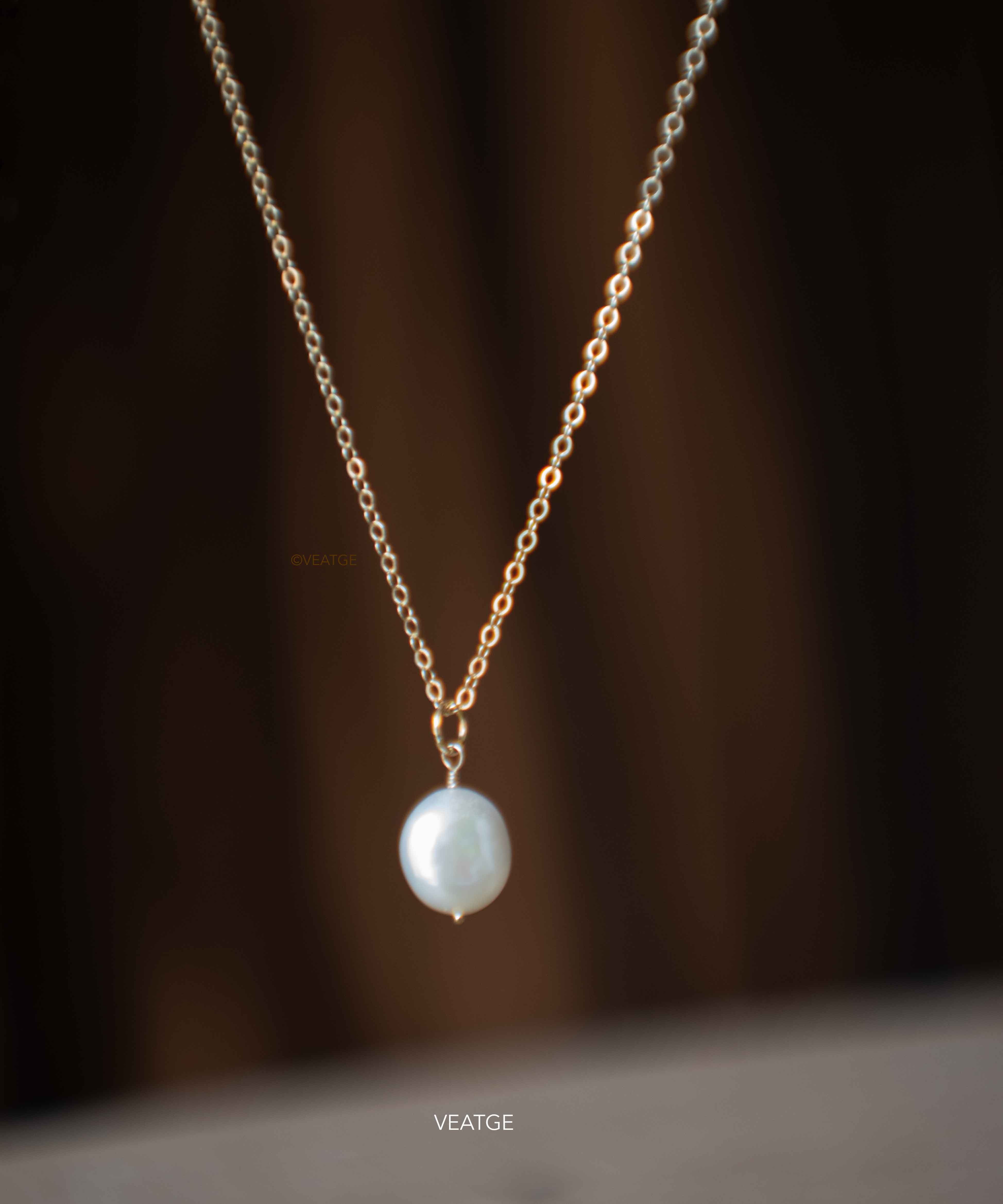 Genuine Coin Pearl Necklace Gold, Flat Pearl Necklace, Large Single Pearl Necklace, Round Pearl Pendant Necklace, Wedding Jewelry, Wedding gift for Women