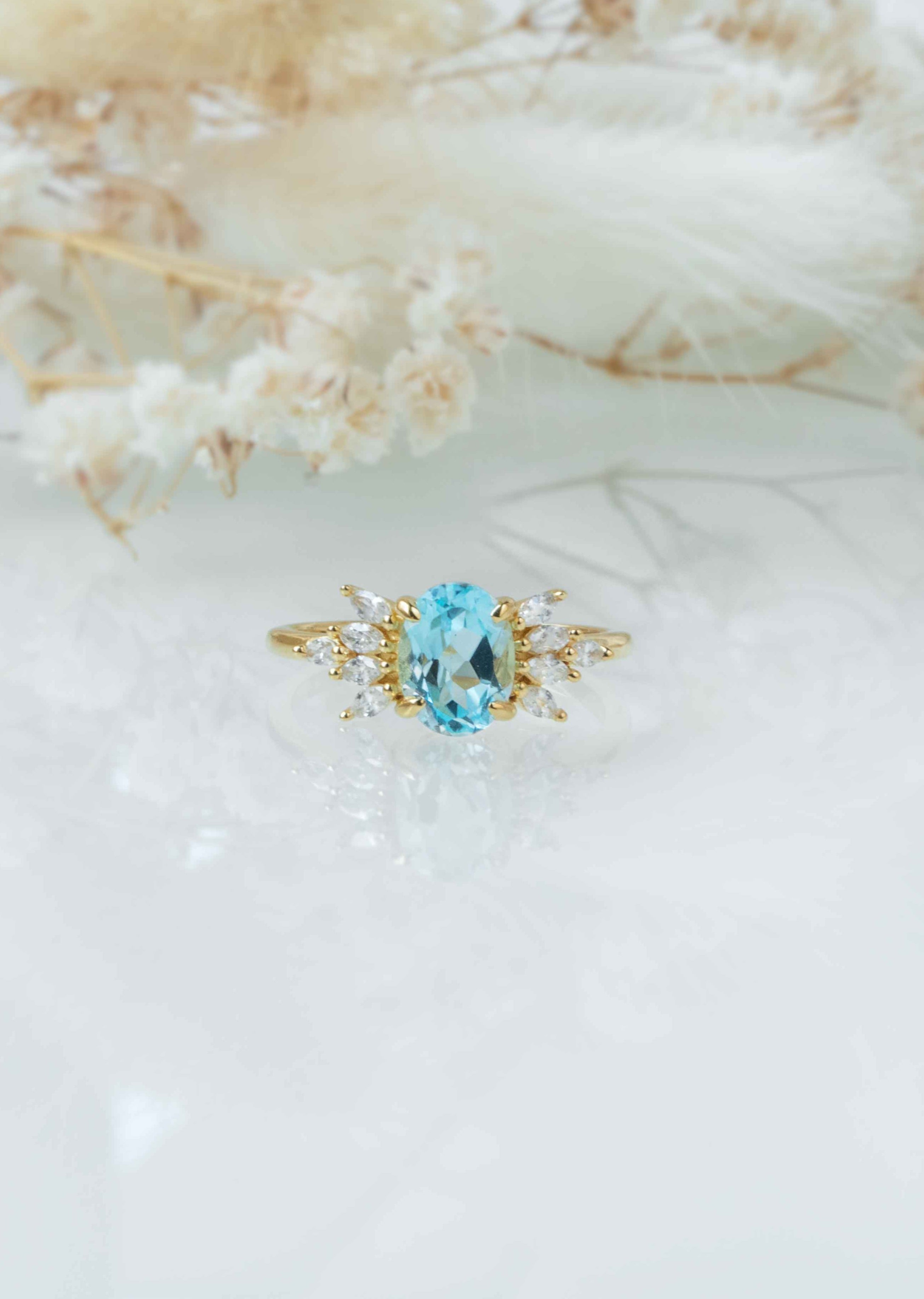 Bow Blue Topaz Ring Gold Vermeil