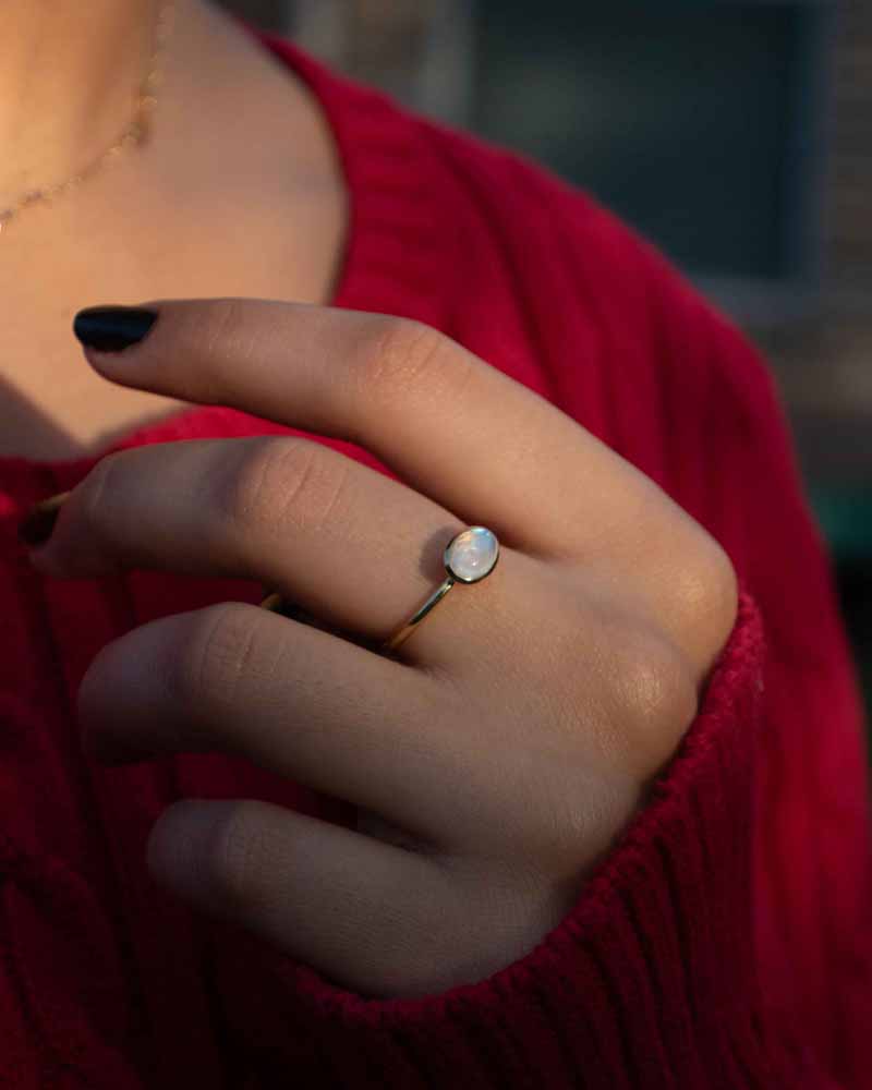 Dainty Moonstone Ring Buttercup ring Veatge