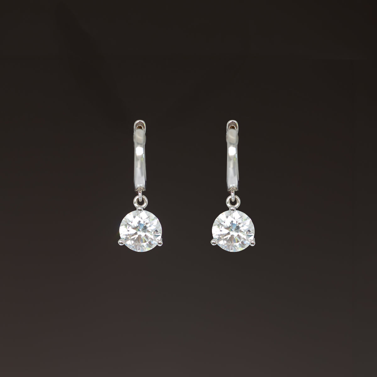 1.5ct Moissanite Solitaire Dangle Hoops