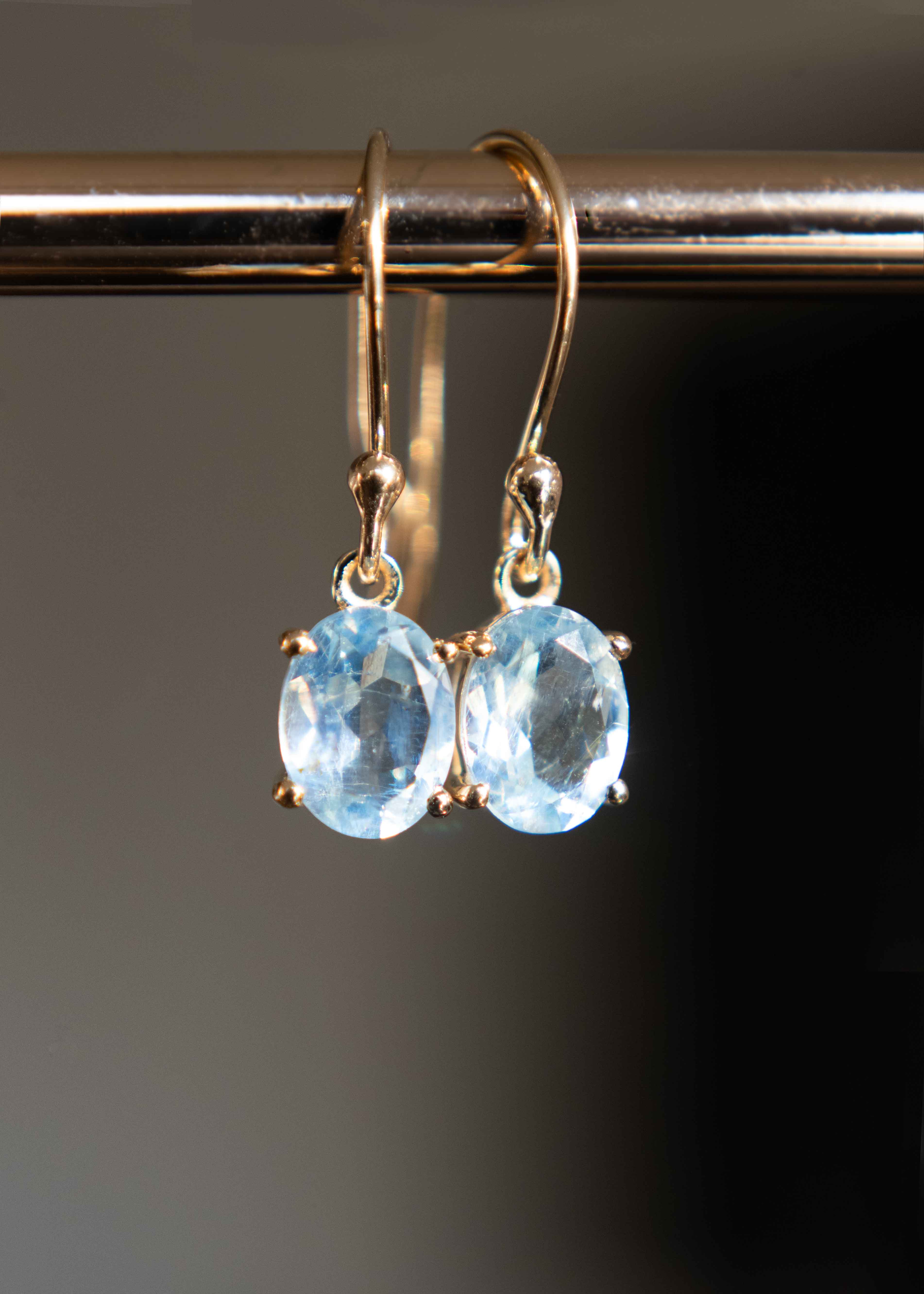 Aquamarine Dangle Earrings Minimal 14k gold drop march birthstone natural aquamarine authentic