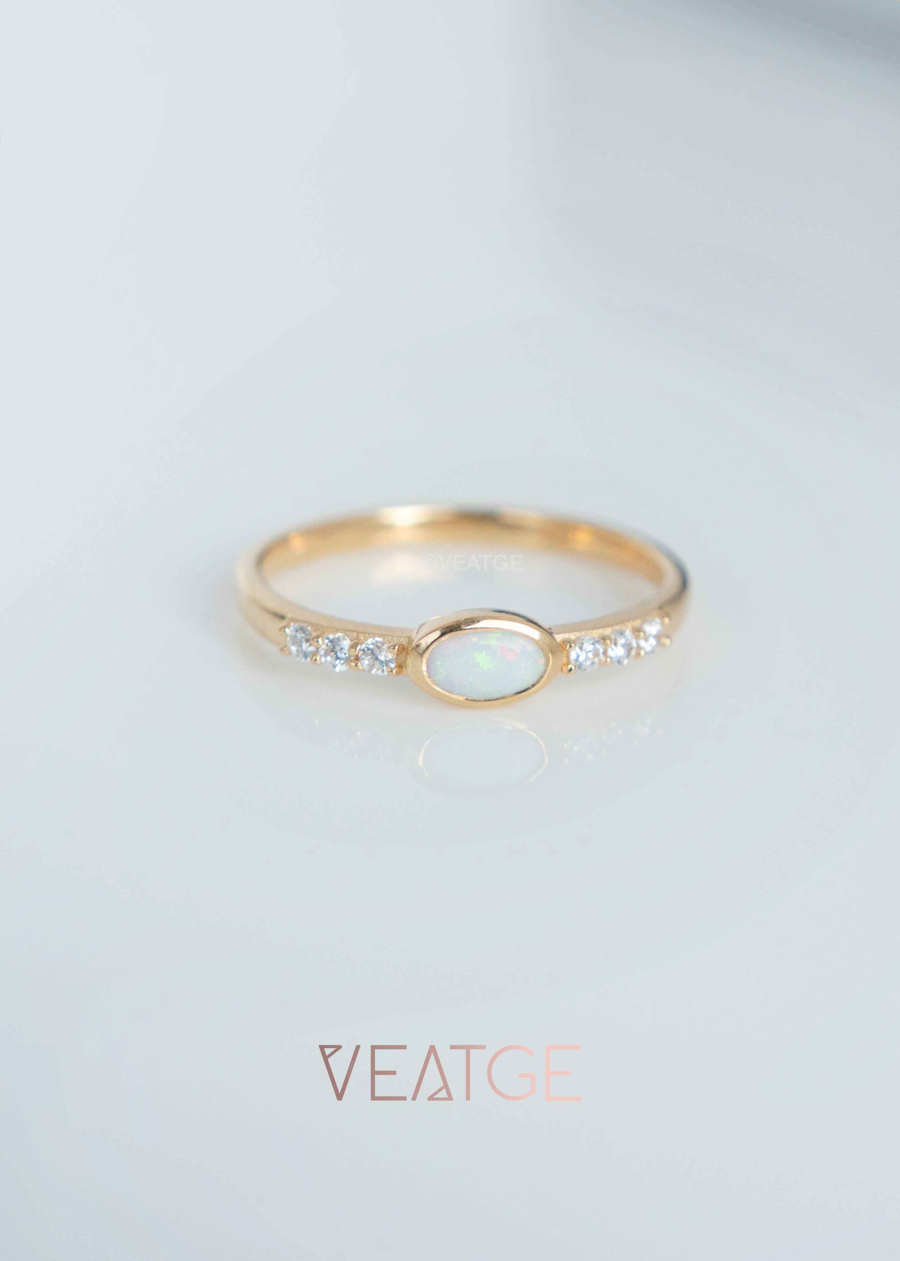 Opal stacking band ring gold VEATGE