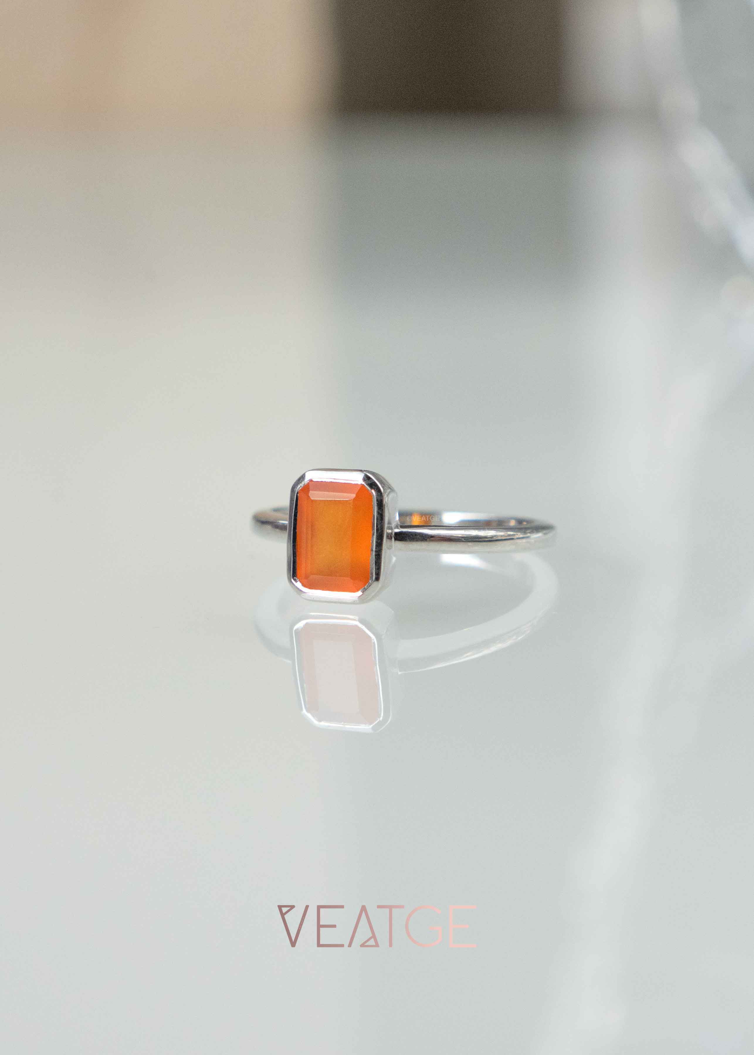 Pure Carnelian Ring sterling silver, High Grade Natural Gemstone Ring, Unisex Ring, Real Carnelian Ring Low Profile, Promise Ring Gifts