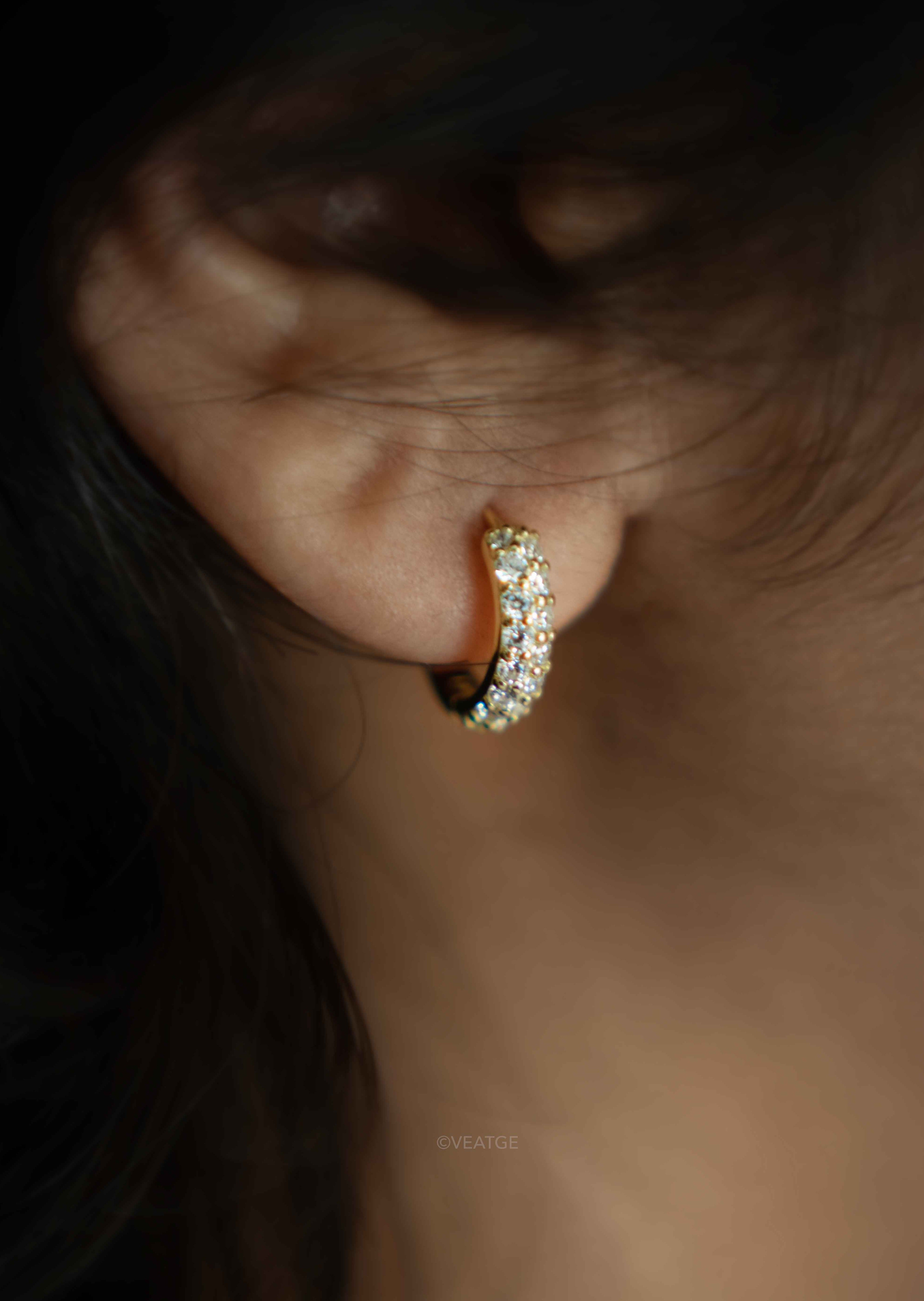 Small Gold Pave Huggie Hoop Earrings