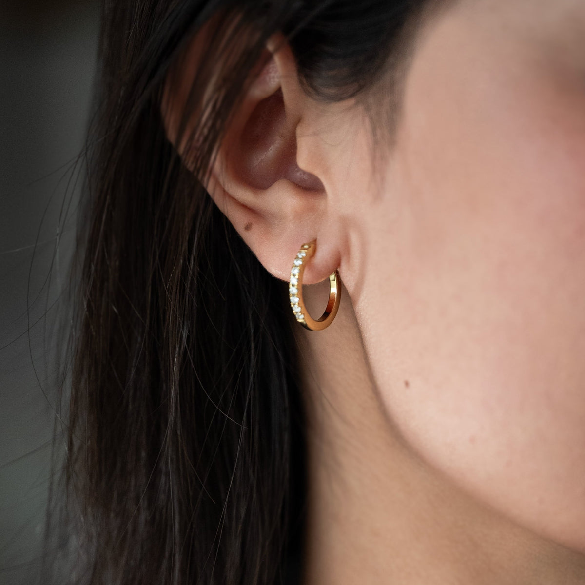 Moissanite Round Hoops - Large 20mm