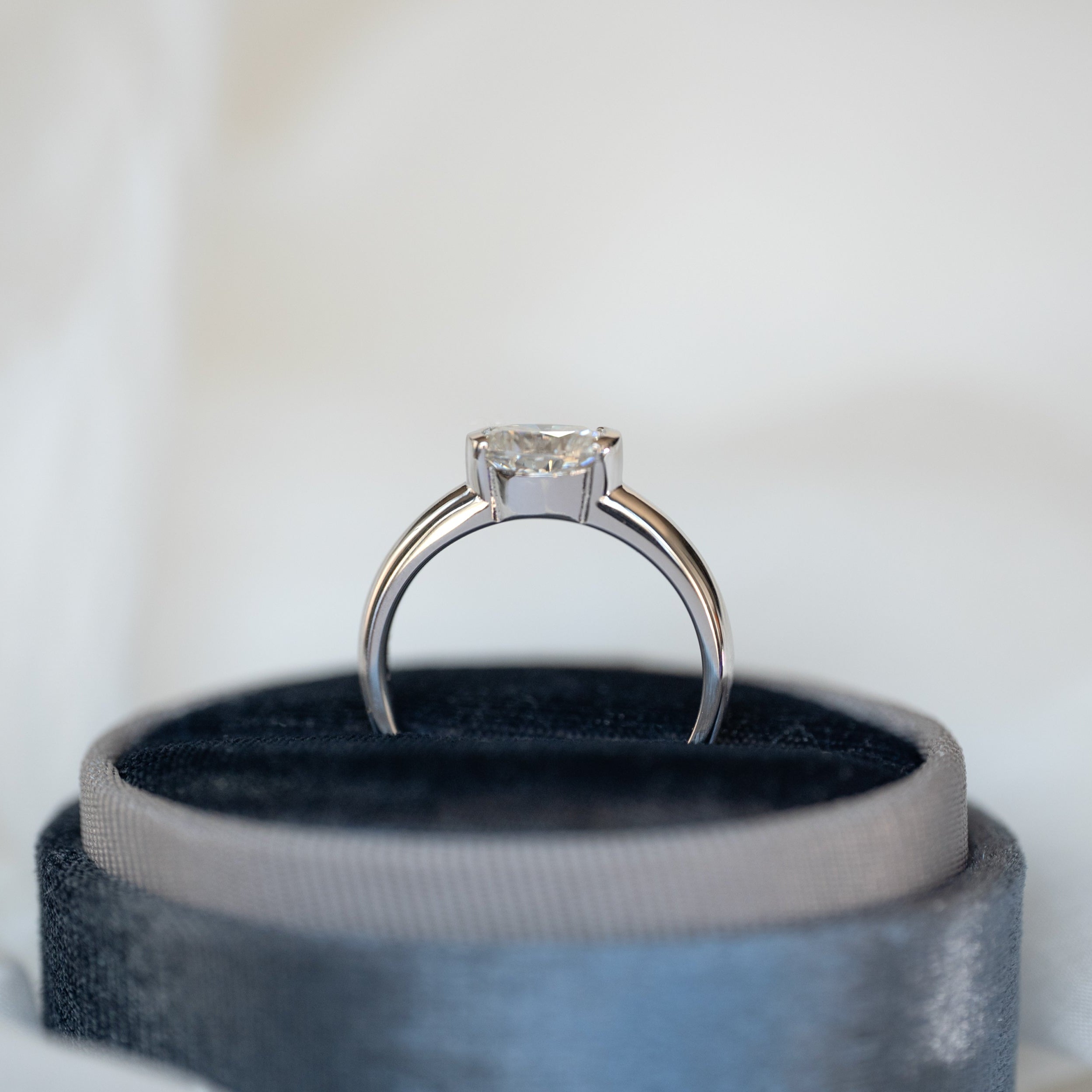 1.5ct Half Bezel Moissanite Ring