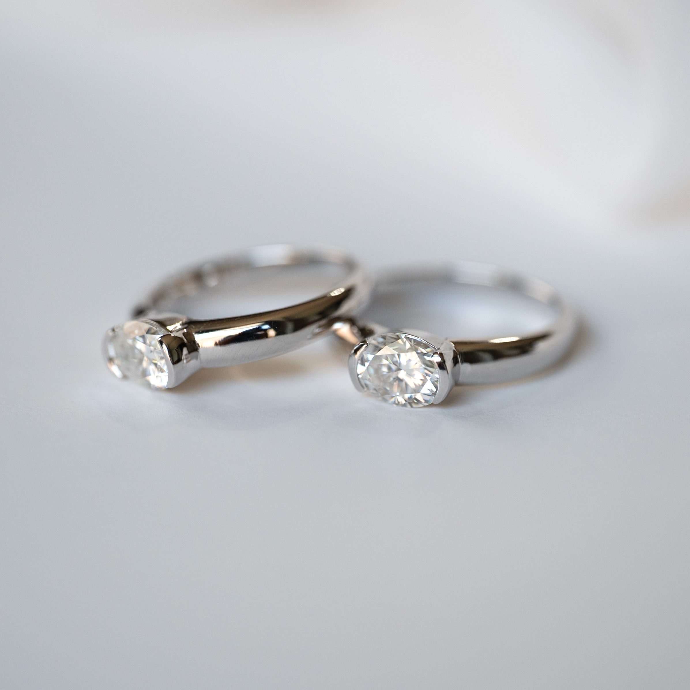 1.5ct Half Bezel Moissanite Ring