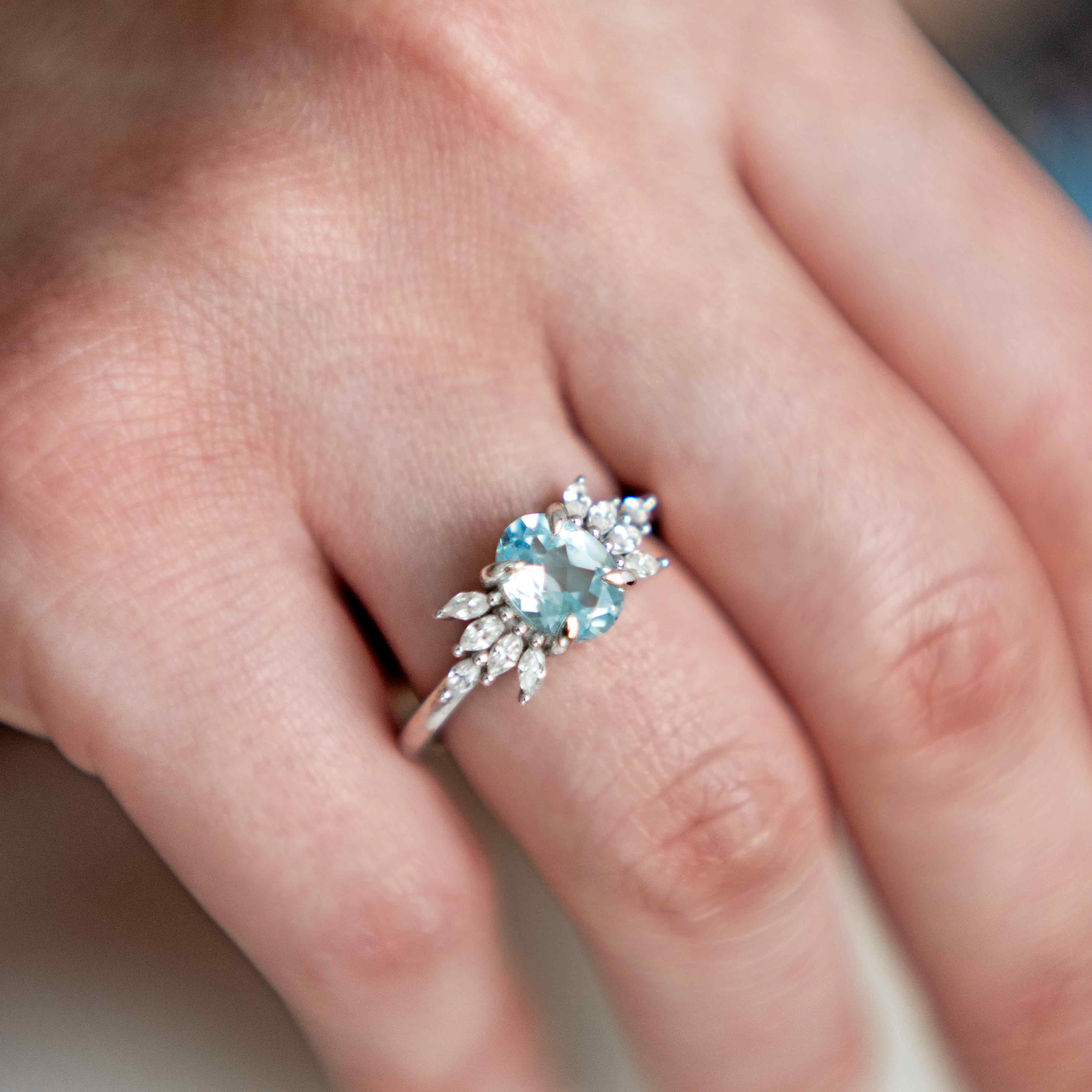 fancy diamond Blue Topaz Ring Silver
