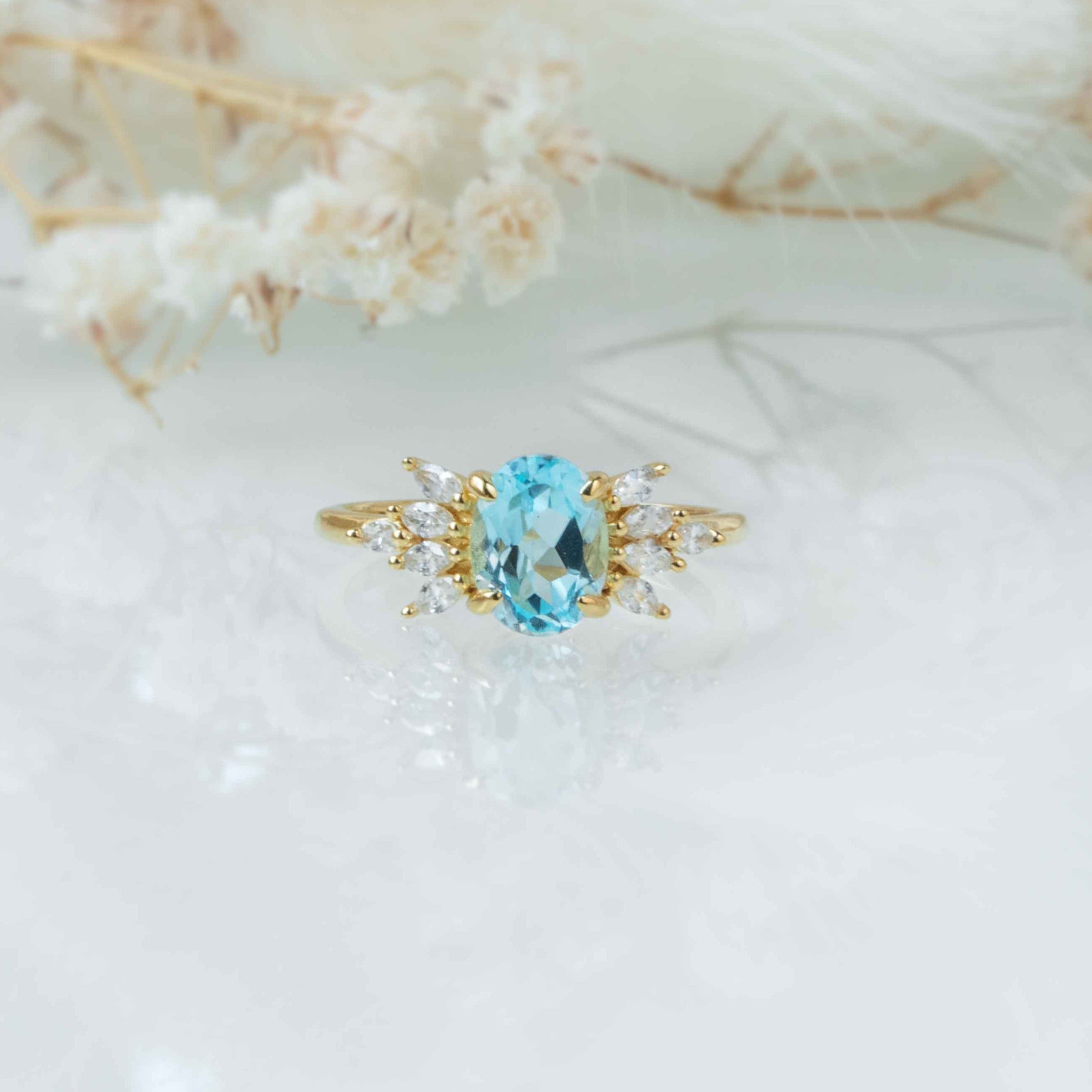Bow Blue Topaz Ring Gold Vermeil