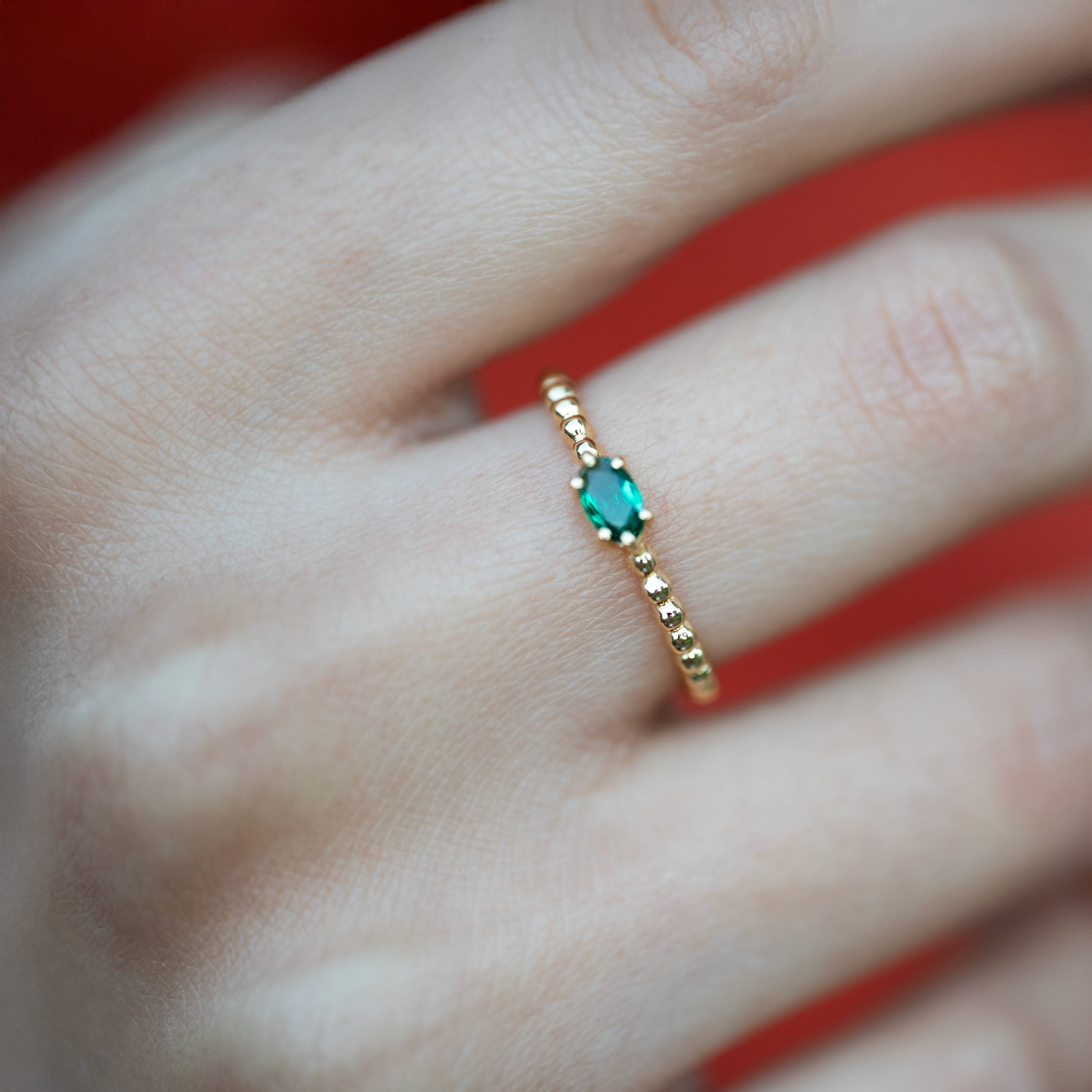 Dainty Emerald Ring May Birthstone