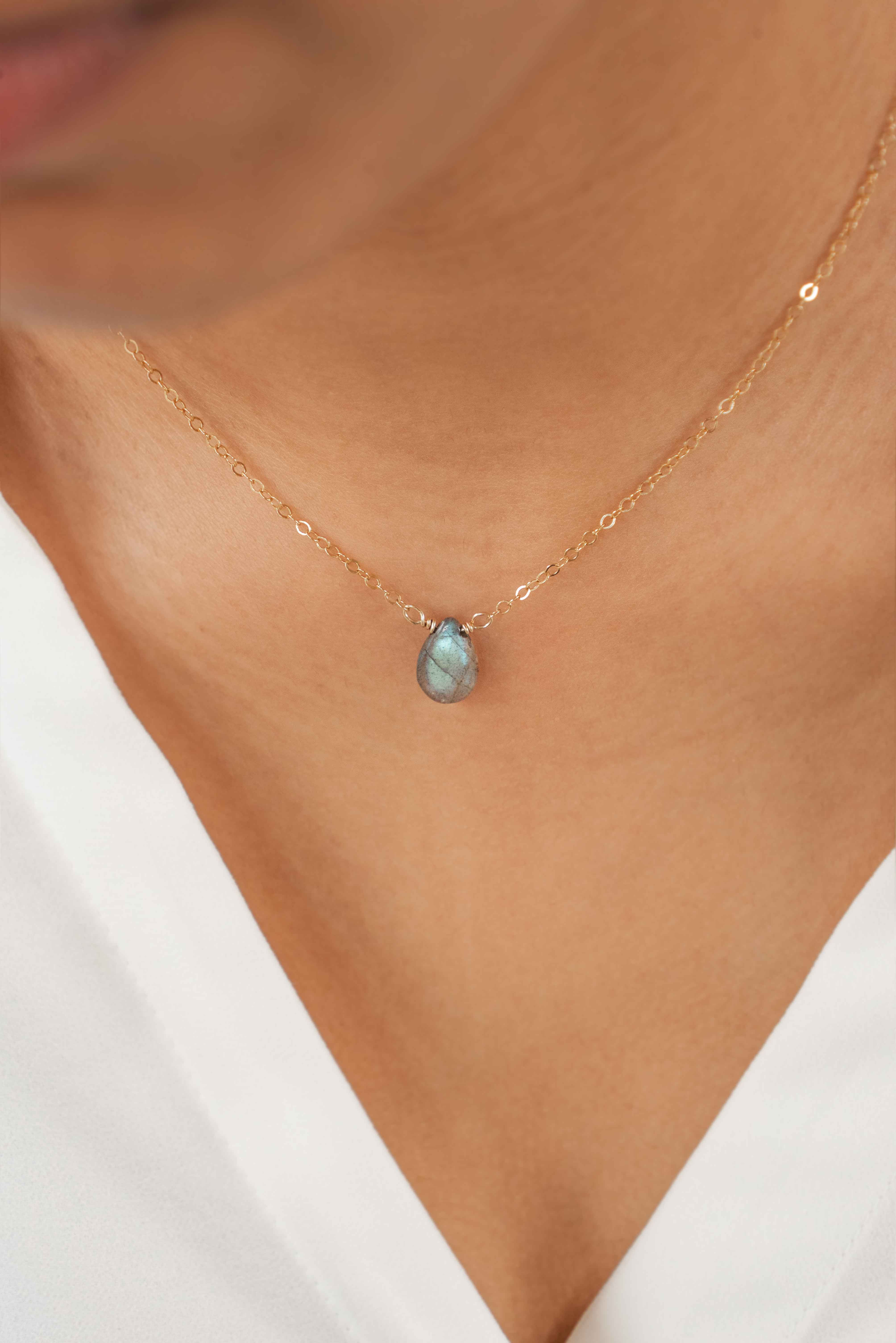 Dainty Labradorite Necklace 14k Gold Filled non tarnish