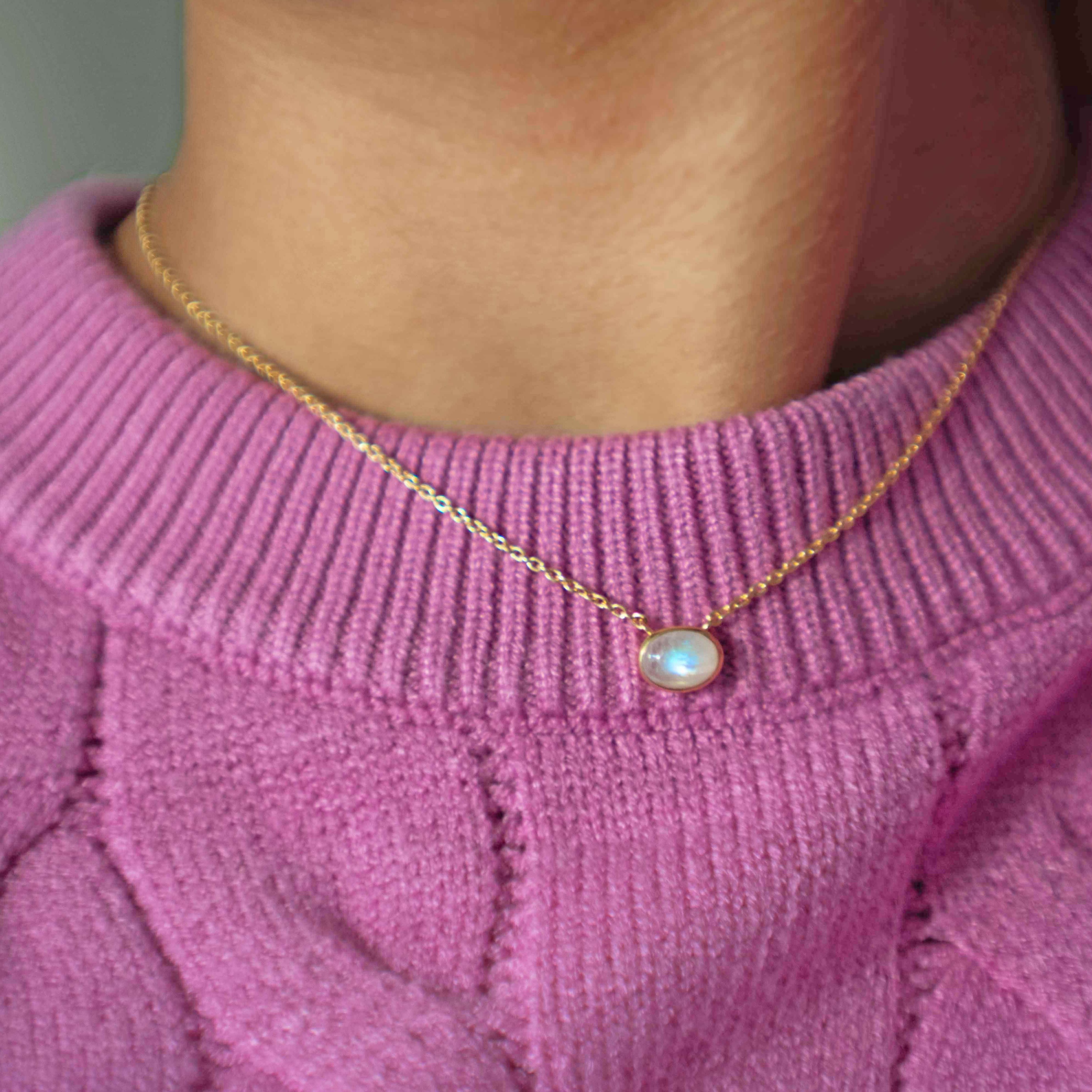 Moonstone Necklace Gold Filled, Natural Moonstone Jewelry Gift for Girls, Necklace for Women