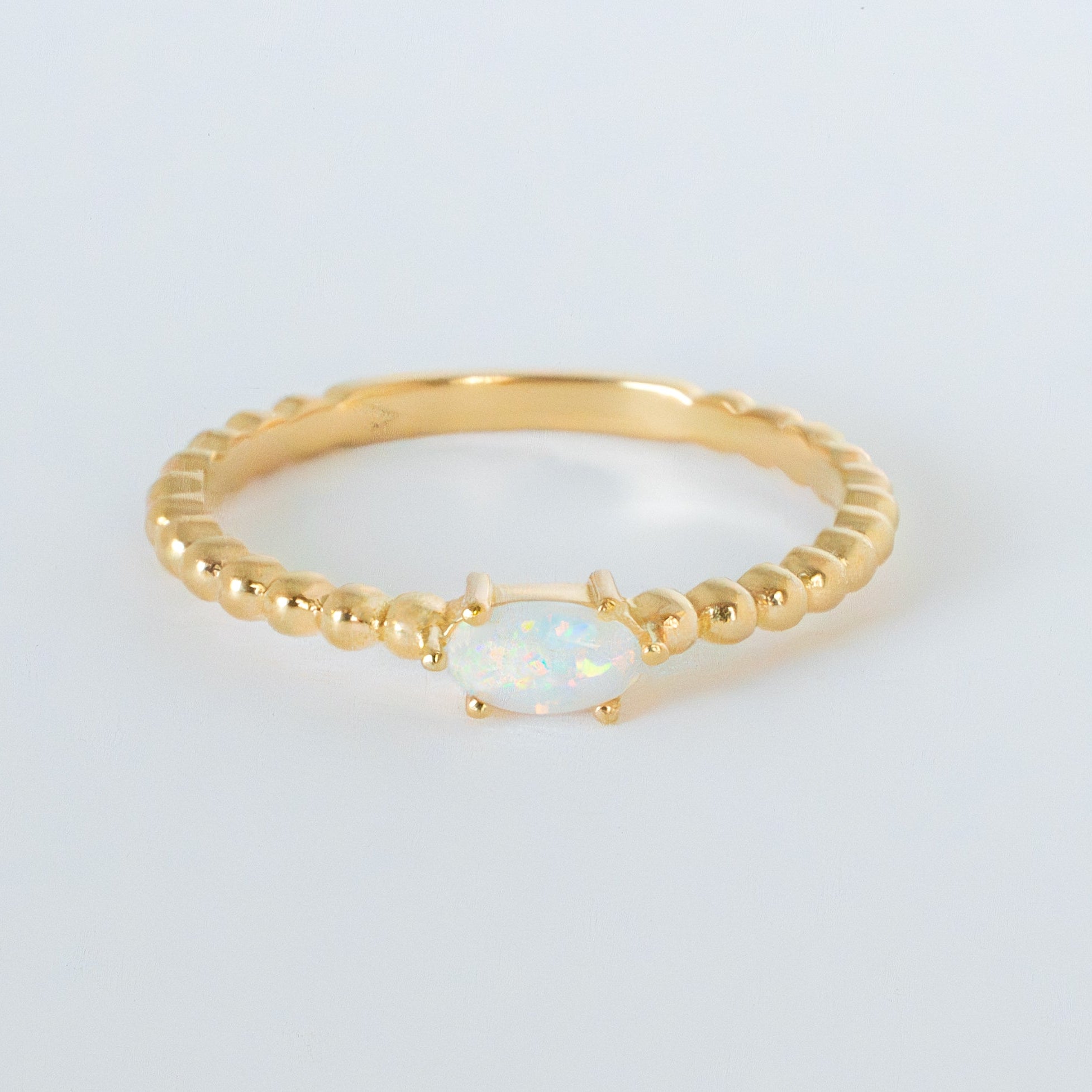 Opal Beaded stacking ring gold